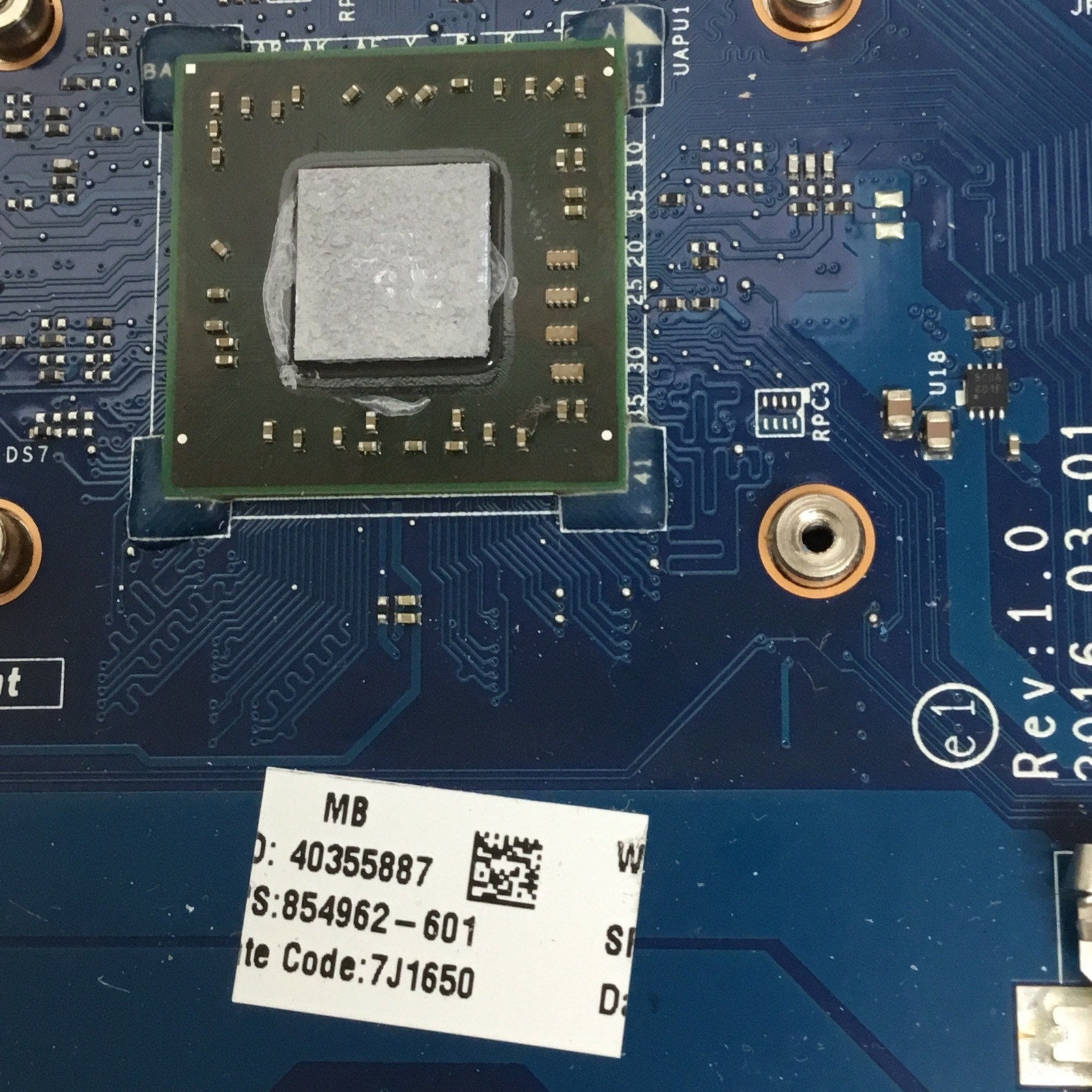 FOR PARTS HP 15-ba030nr 15-ba Series Motherboard w/AMD A8-7410 CPU 854962-601