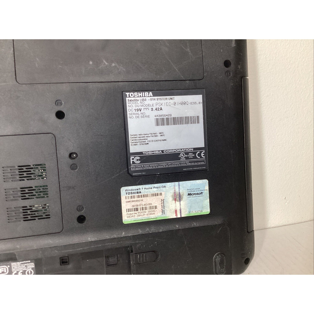 Toshiba Satellite L650-01H Laptop Intel Core i3 4GB RAM 500GB No Batt-For Parts