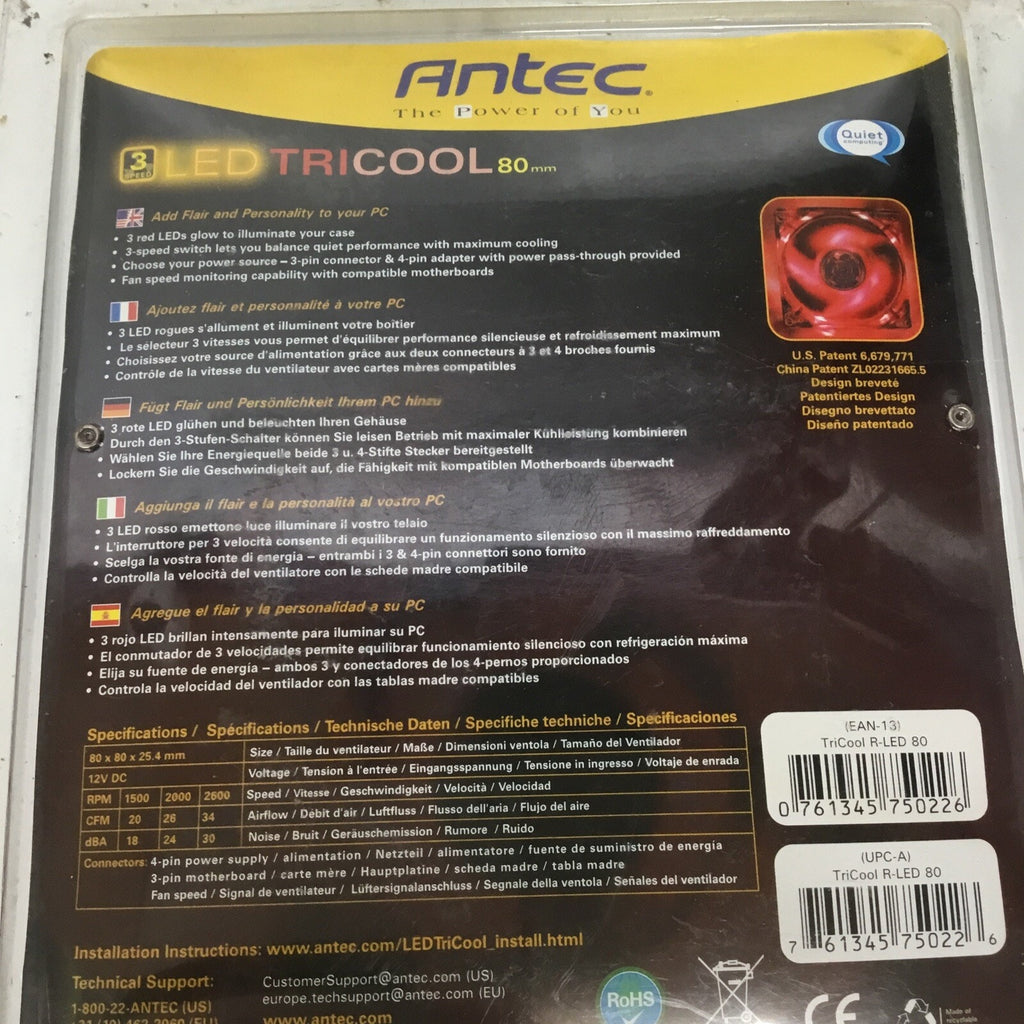Antec 3 Speed LED Tricool 80mm Fan