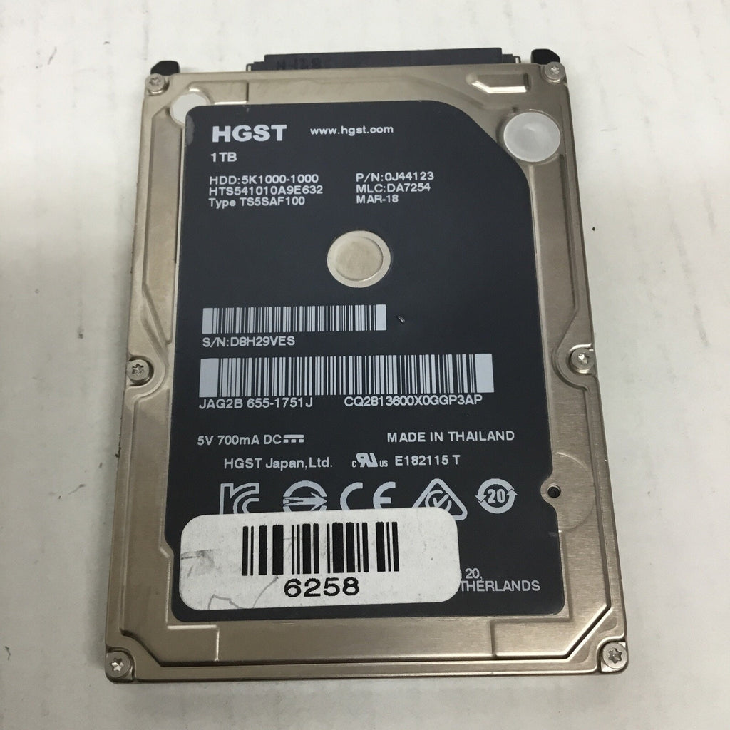 Apple 1TB 655-1751J HTS541010A9E632 2.5 SATA-3 6.0 HDD 5K1000 5.4k 8MB 0J44123