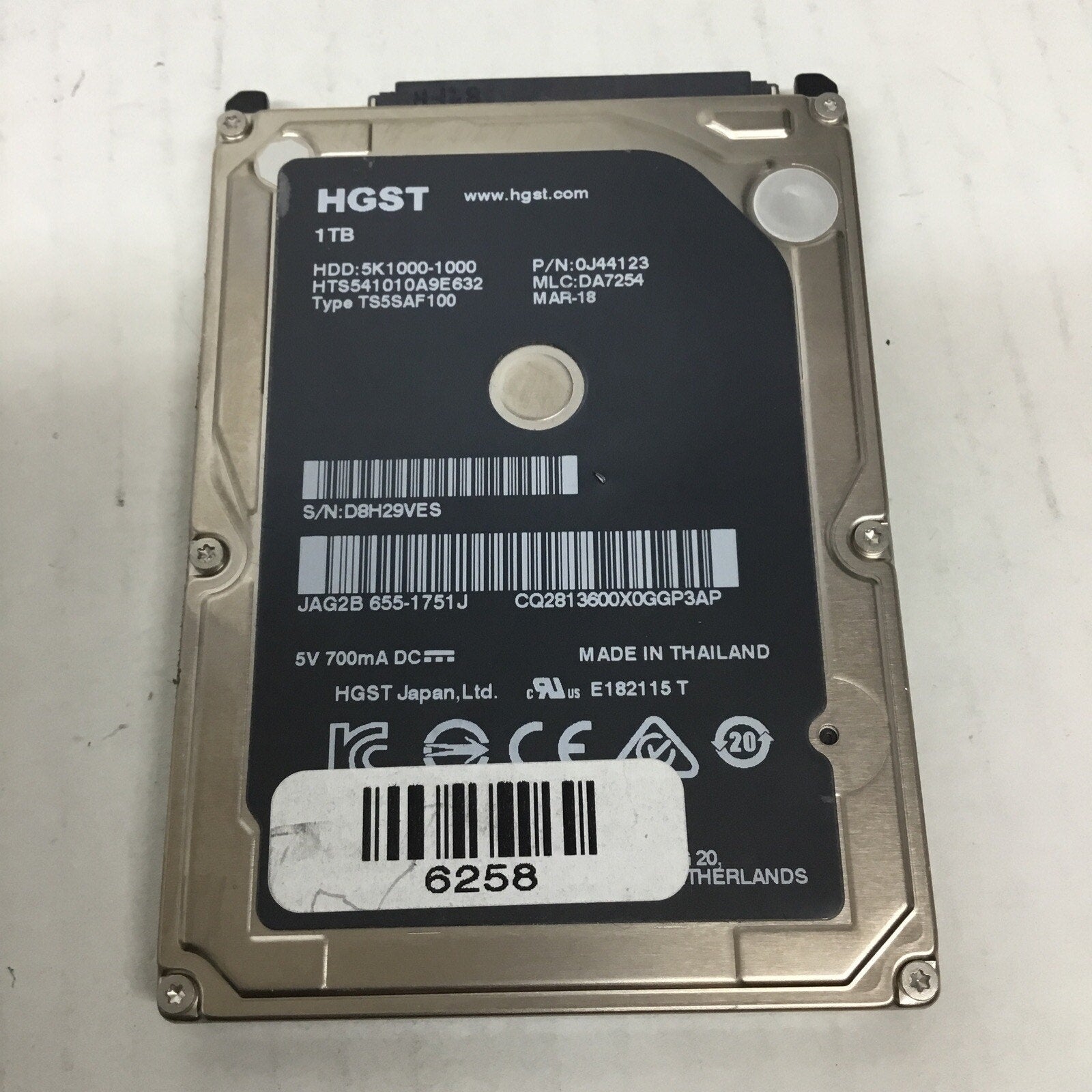 Apple 1TB 655-1751J HTS541010A9E632 2.5 SATA-3 6.0 HDD 5K1000 5.4k 8MB 0J44123
