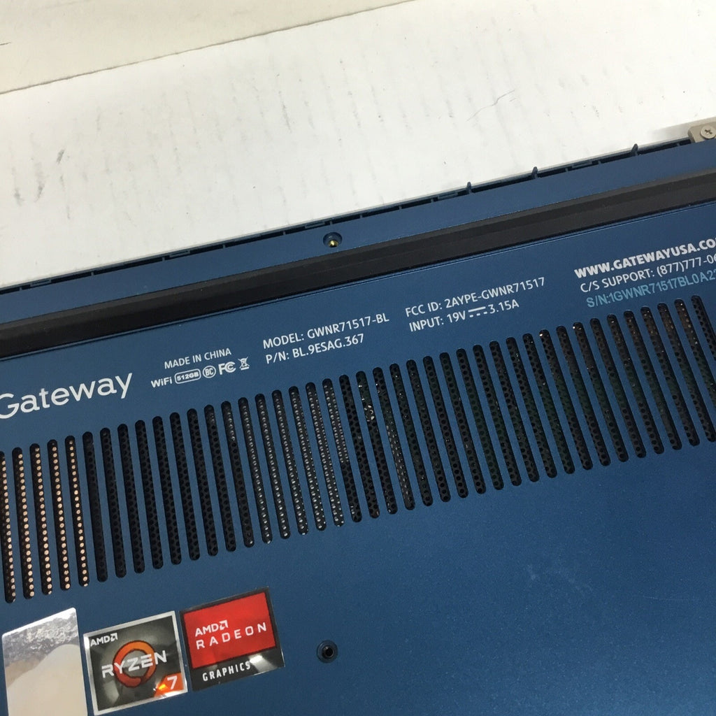 FOR PARTS Gateway GWNR71517-BL 15.6" Laptop Ryzen 7 3700U 2.3GHz 8 GB RAM