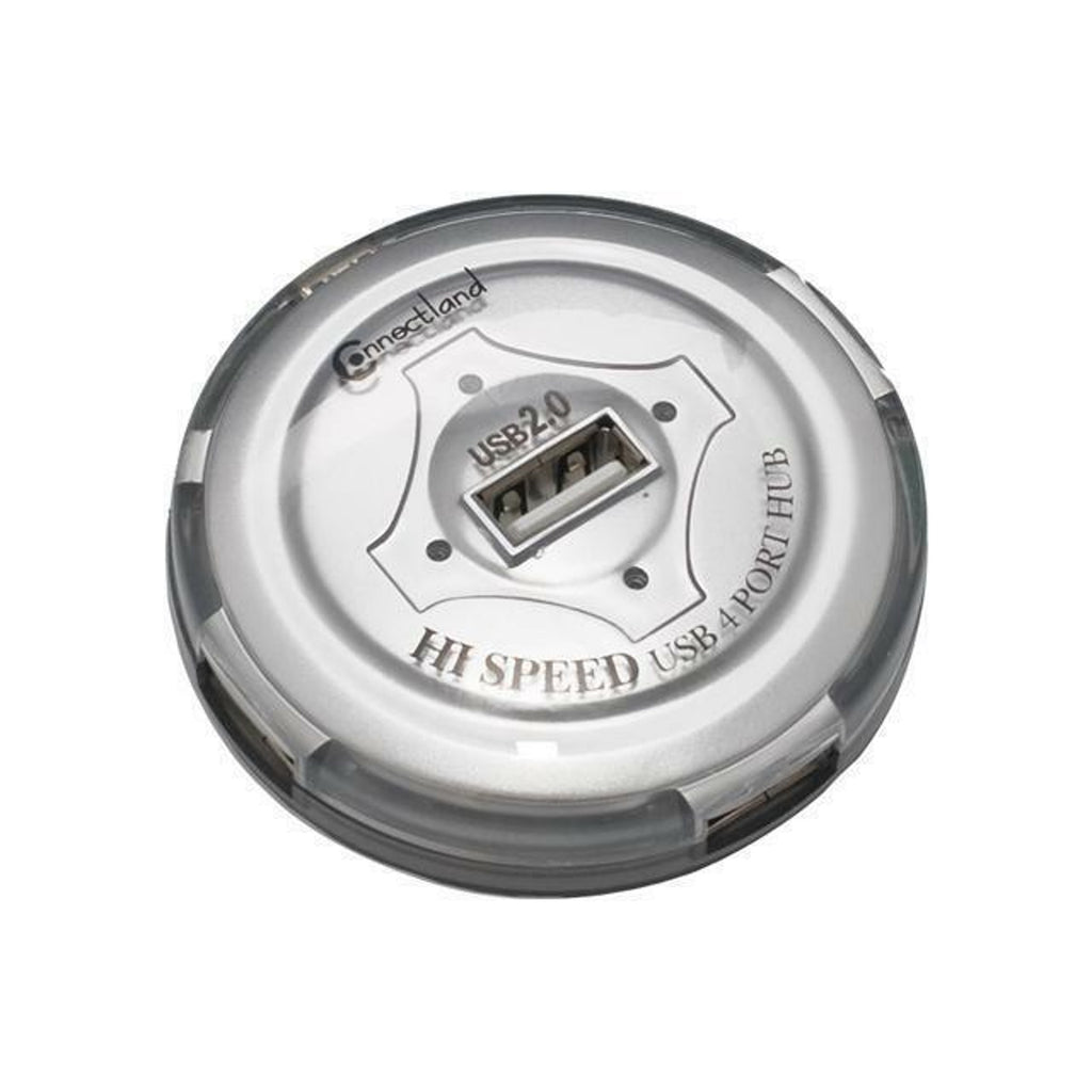 Syba CL-U2RDHUB-4 USB 2.0 Round Mini Hub with 4 Ports (Silver)