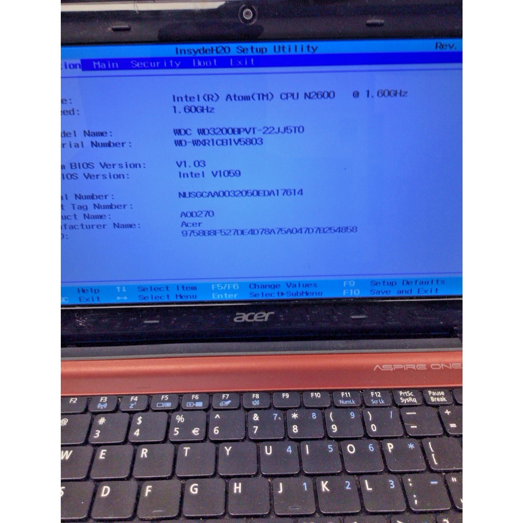 Acer Aspire One D270-1461 Intel Atom-N2600 1.60GHz 2GB RAM FOR PARTS or REPAIR