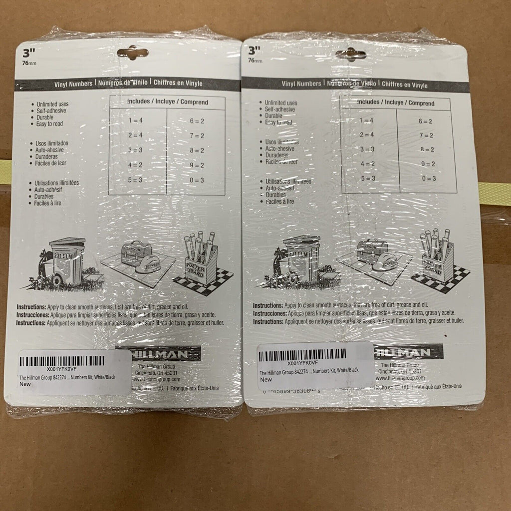 2-pack Hillman HILLMAN-842274 842274 3" Peel-Off Black & White Vinyl Numbers