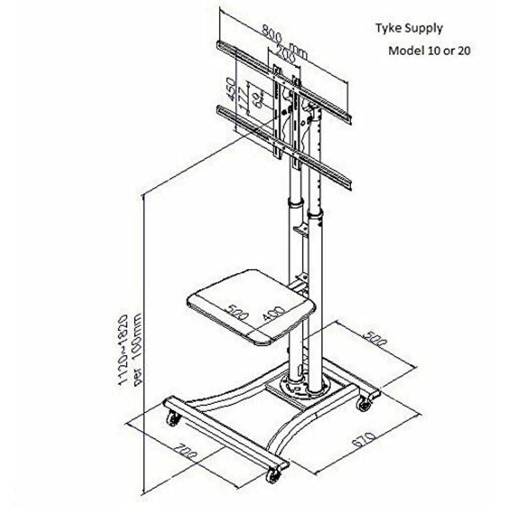MonMount LCD-8620A Mobile TV Cart for LCD Plasma and LED TV's