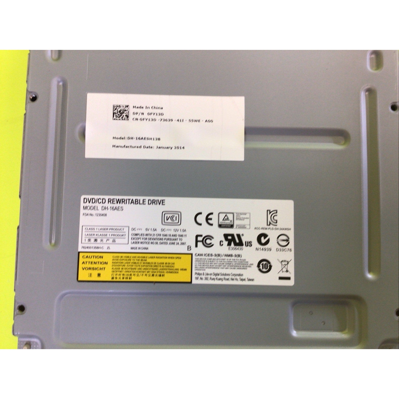 Philips Lite-On DH-16AES Internal SATA DVD/CD Rewritable Drive Dell 0FY13D