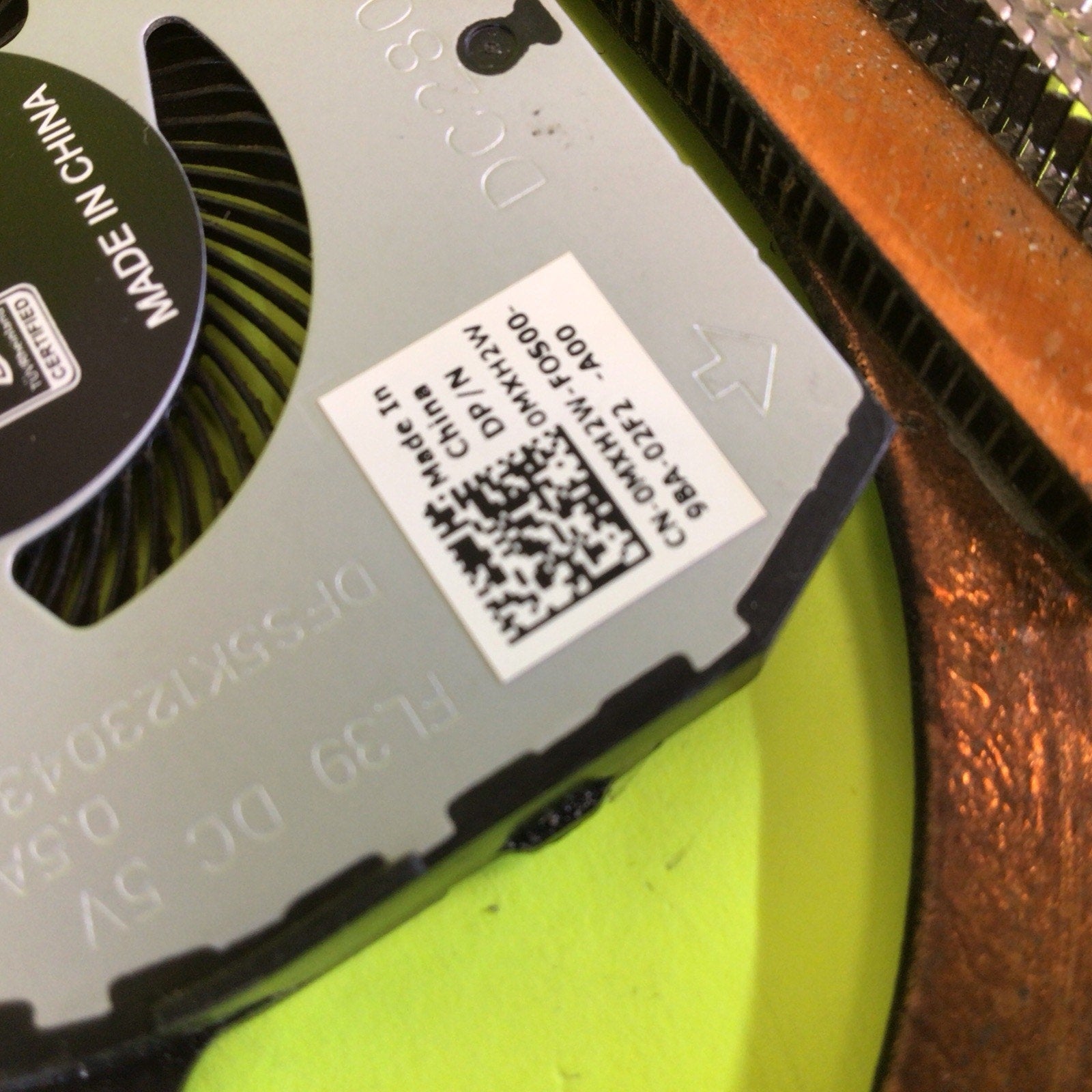 0XYG4C Dell Latitude 5400 CPU Heat Sink and Cooling Fan