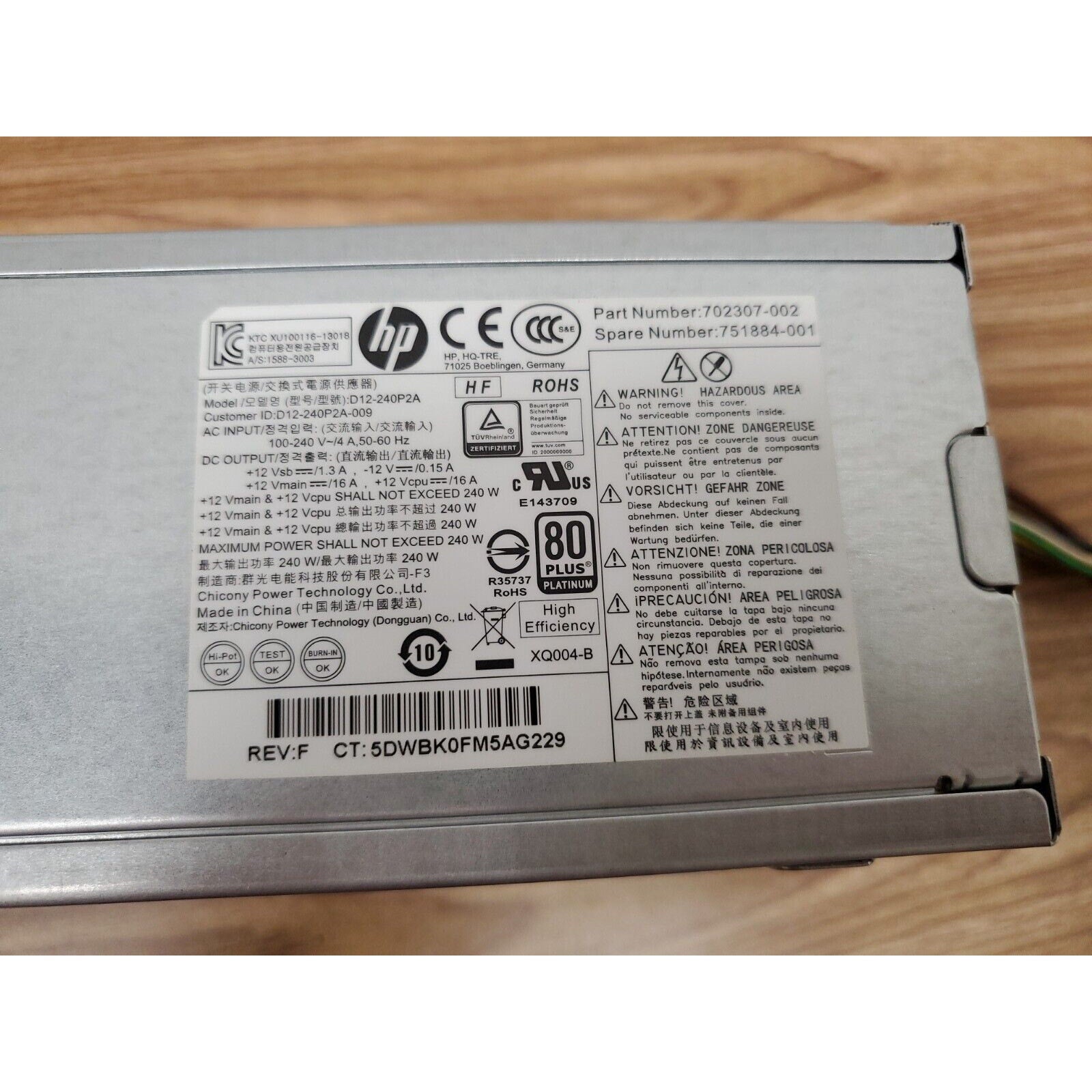 HP EliteDesk ProDesk D12-240P2A SFF Power Supply 702307-002 751884-001