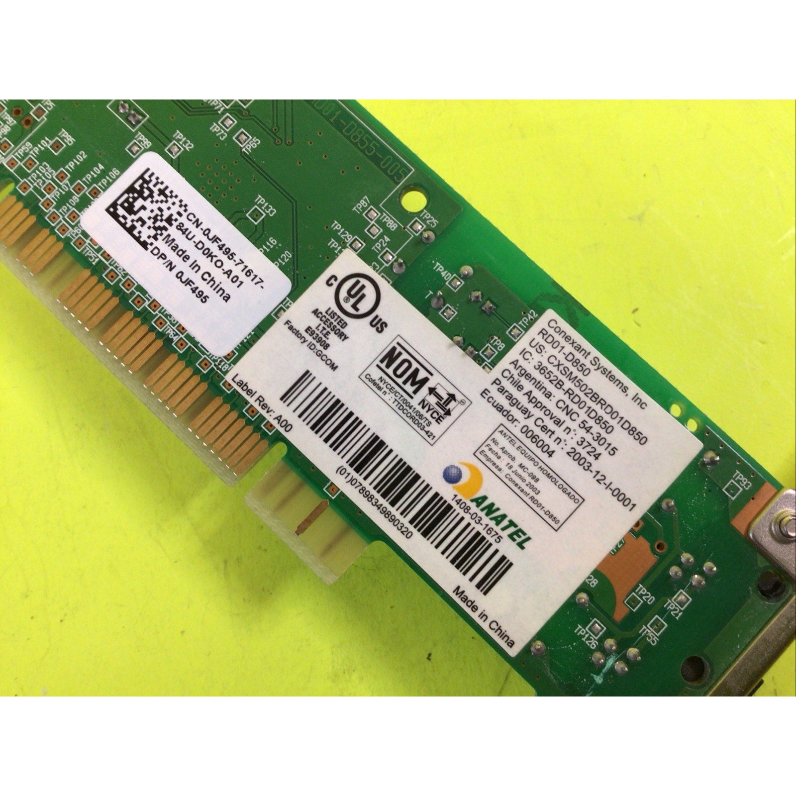 Dell CN-0JF495 Internal 56K V.92 PCI Dial-Up Fax Modem Card Tested & Working