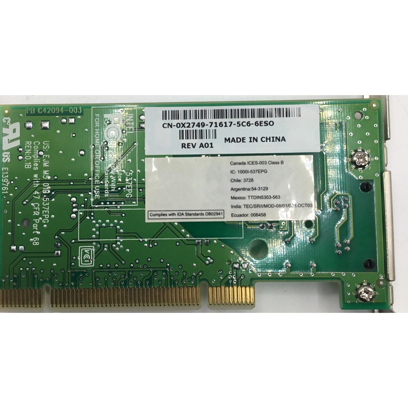 Dell Intel 537EPG 56K PCI Fax Modem Card AZ160995