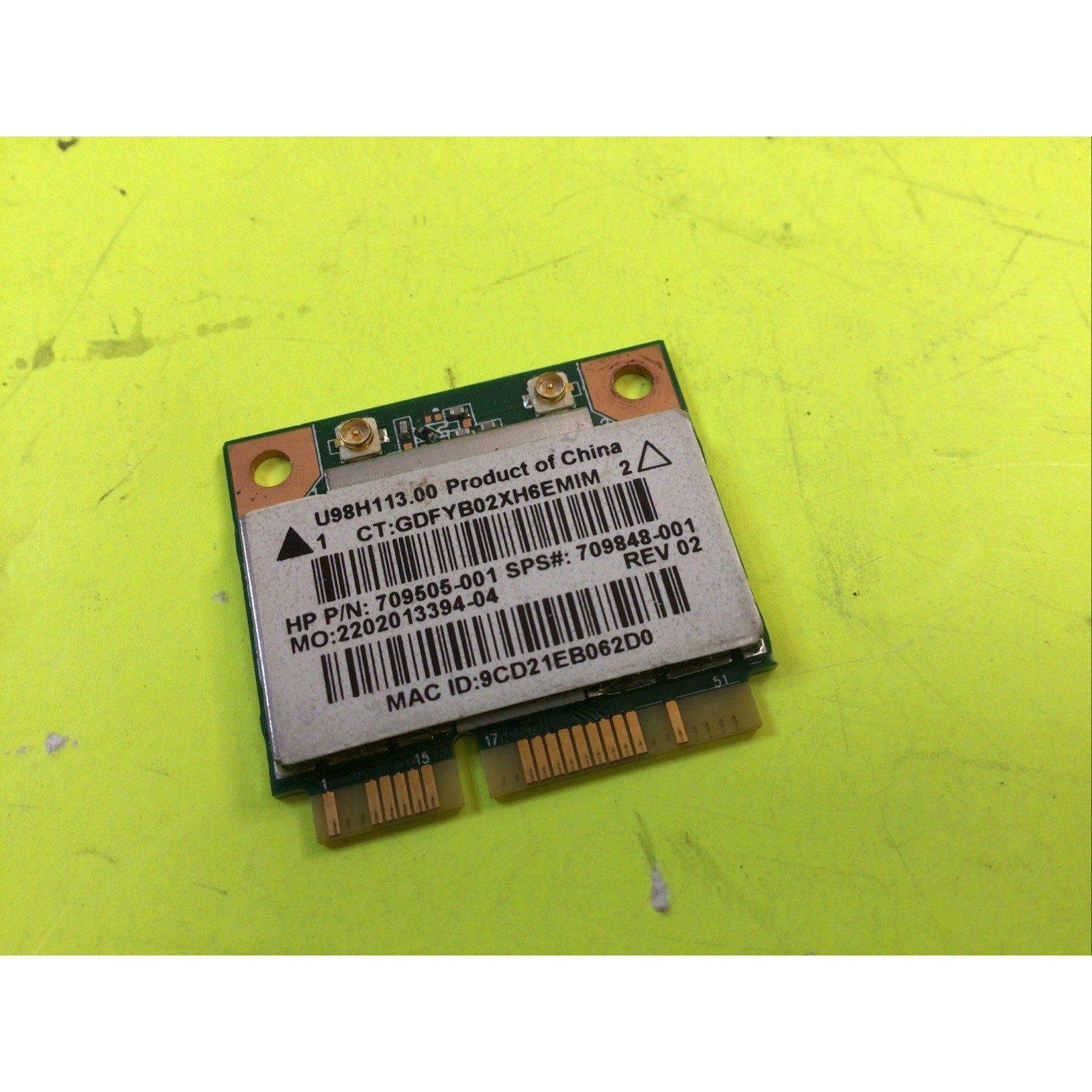 HP Pavilion 15-f033wm WiFi Wireless Card U98H113.00 709505-001 709848-001