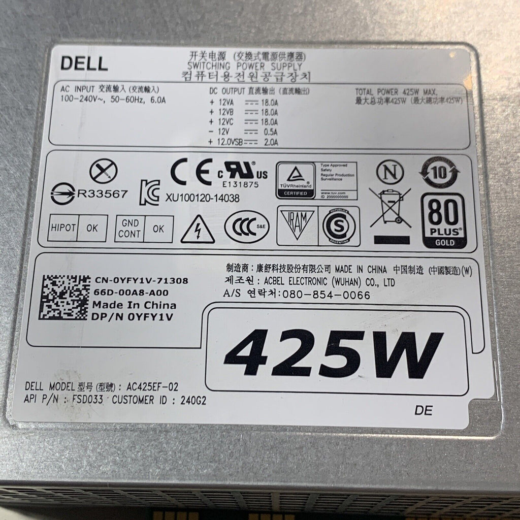 Dell AC425EF-02 Switching Power Supply 425W for Precision T5810 T7810 0YFY1V