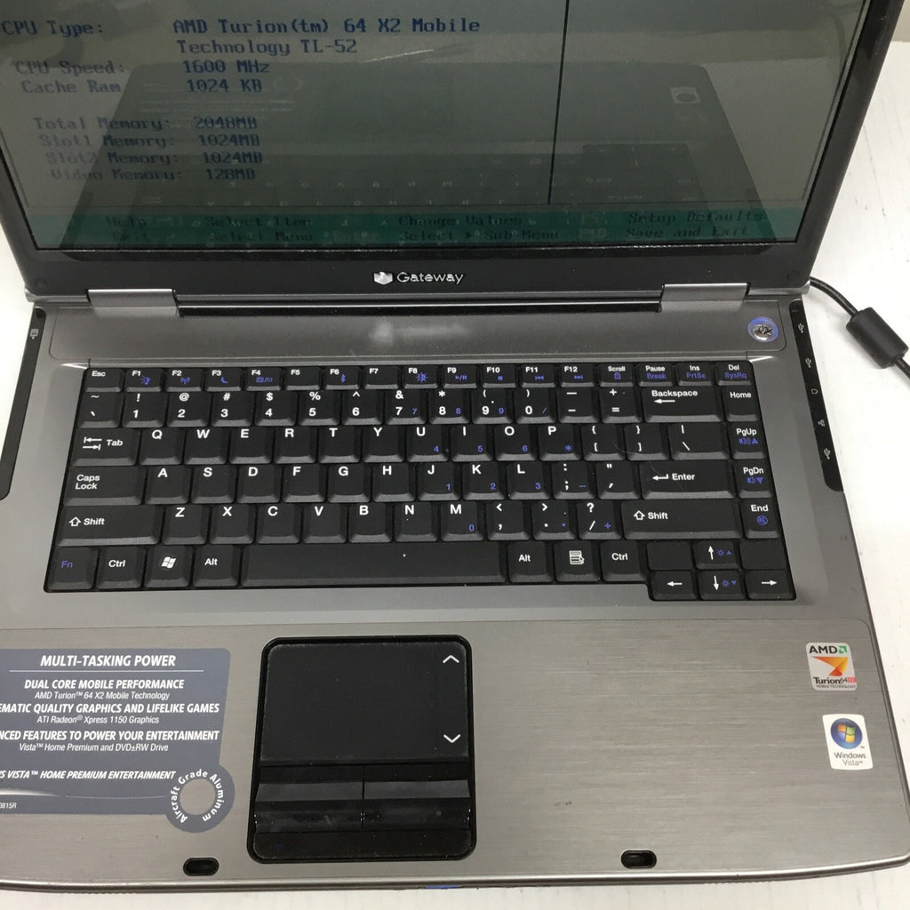GATEWAY Mt6452 - BOOTS TO BIOS - AMD TURION - 2GB RAM - READ DESCRIPTION