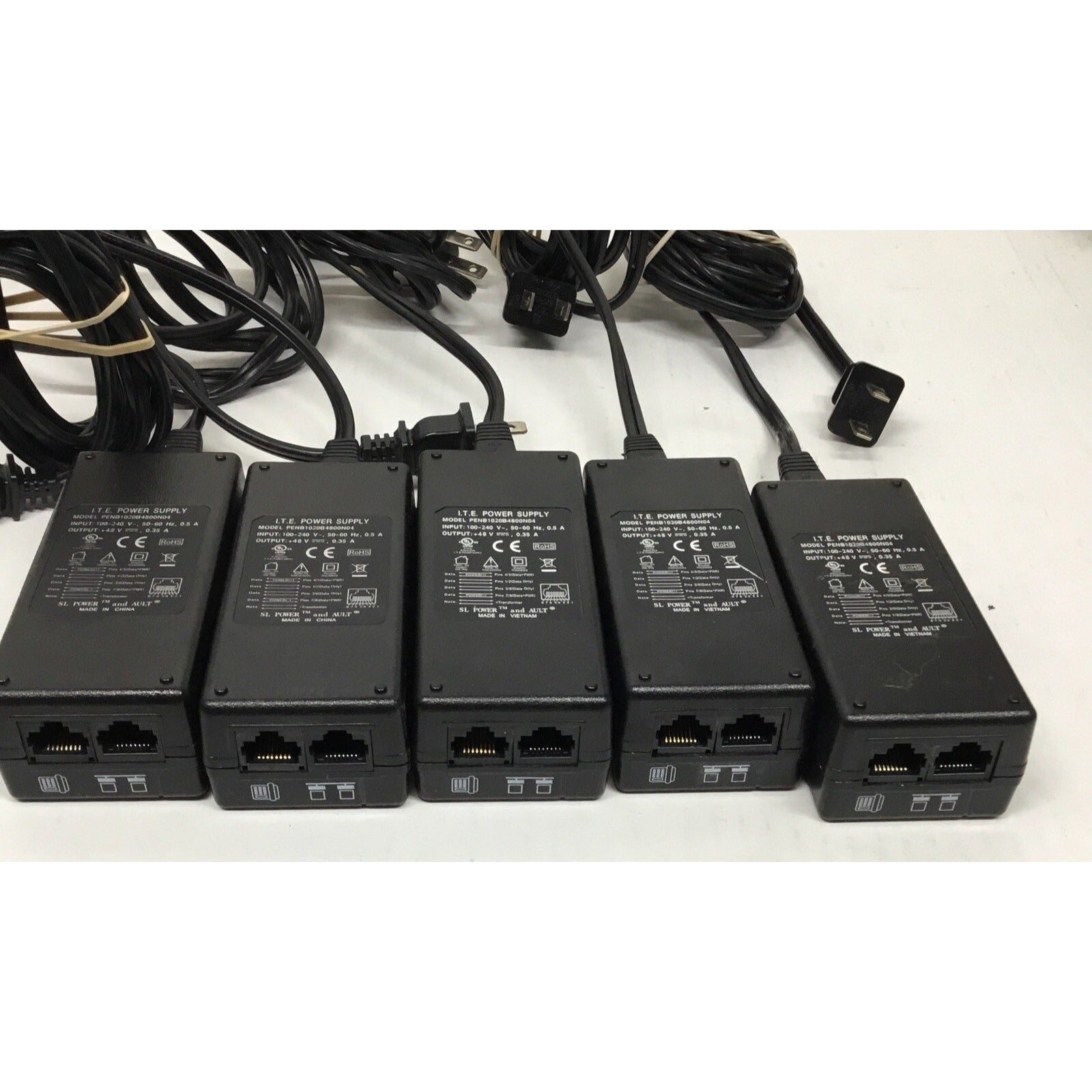 Lot of 5 ITE Power Supply PENB1020B4800N04 48V Ethernet PoE Injector