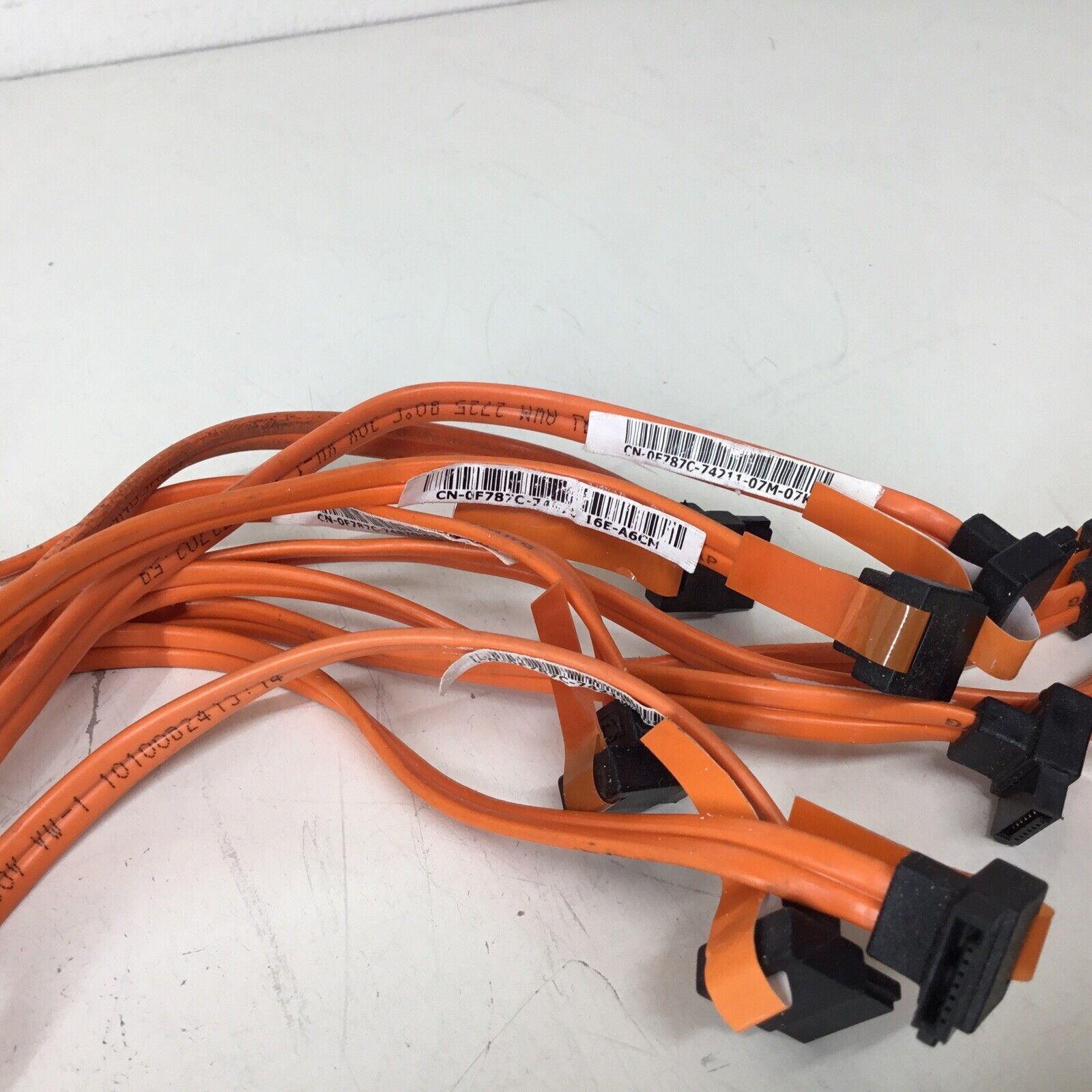 Lot Of 9 - Dell 9" SATA ATA Data Cable Angled - Orange F787C 0F787C