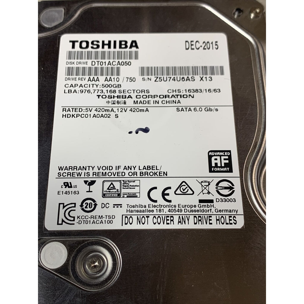 Toshiba DT01ACA050 500GB,Internal,7200 RPM SATA 3.5" Desktop HDD 220 0A90377 01