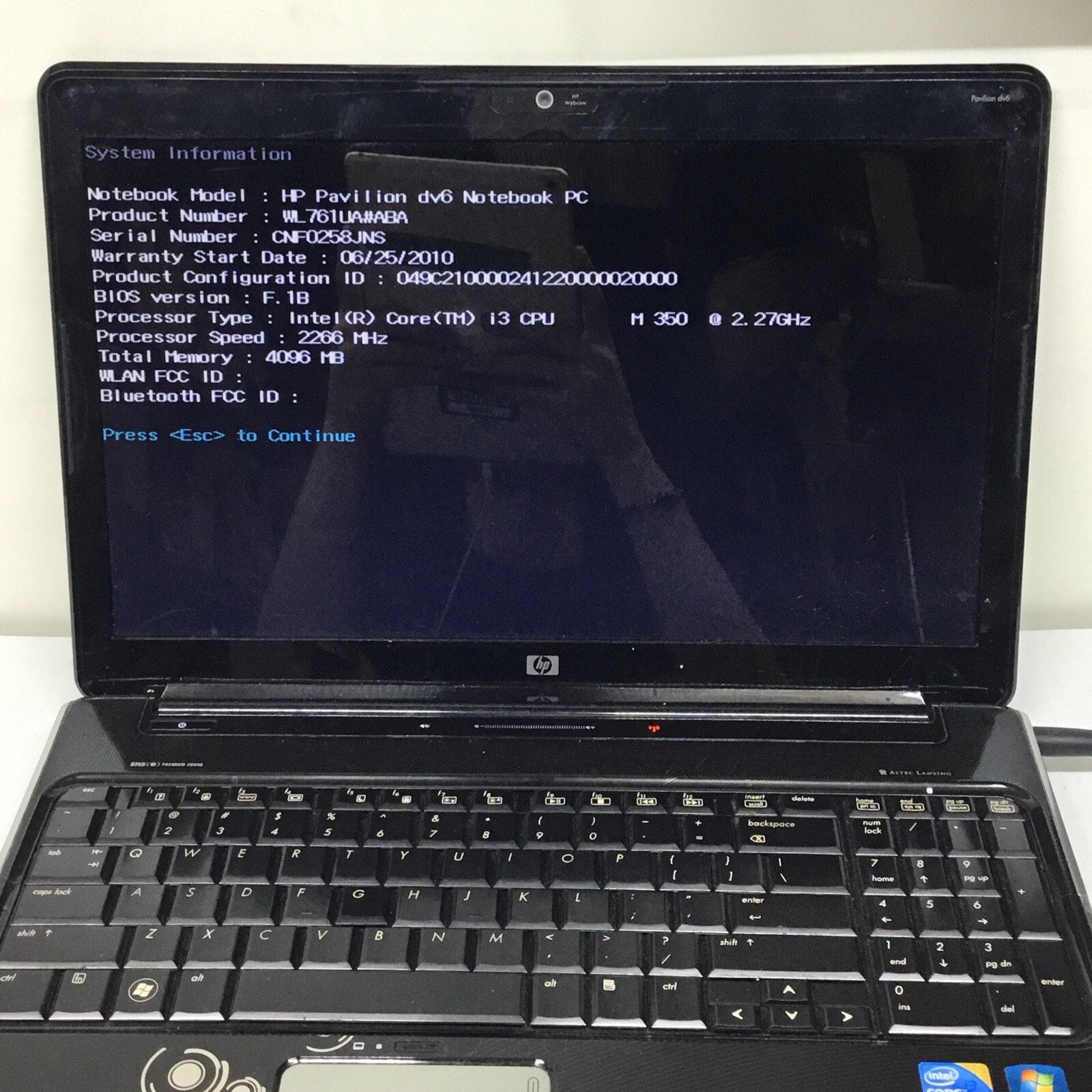 For Parts HP Pavilion DV6-2151cl 15.6" Laptop Intel Core i3