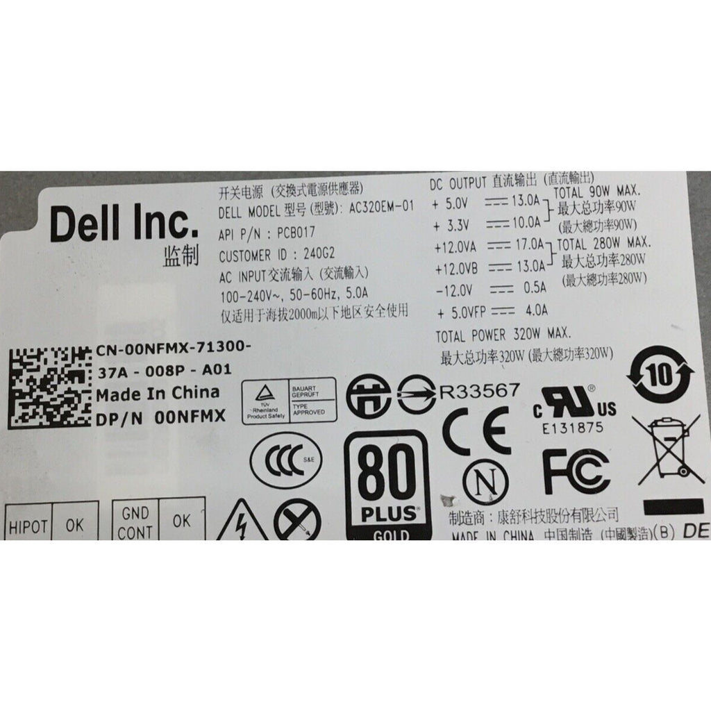Parts Only Dell AC320EM-01 / 320W Power Supply 00NFMX 0NFMX