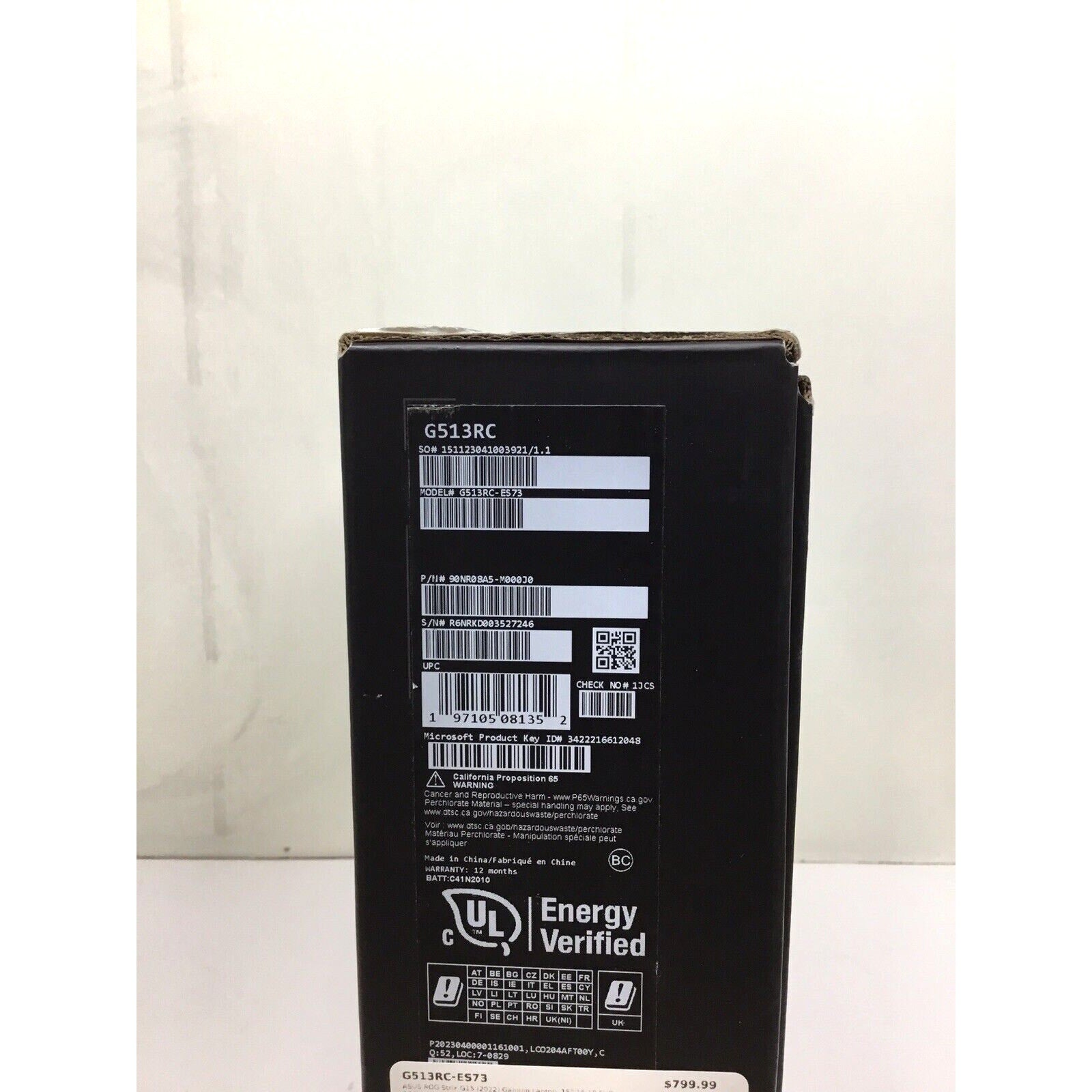 Asus ROG Strix G15 G513RC-ES73 15 Ryzen 7 6800HS 16GB 512GB SSD W11H RTX 3050