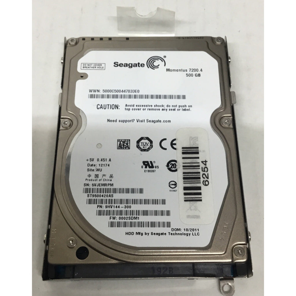 SEAGATE 500GB ST9500420AS 9HV144-300 SN 5VJ 100565308 W/ CADDY