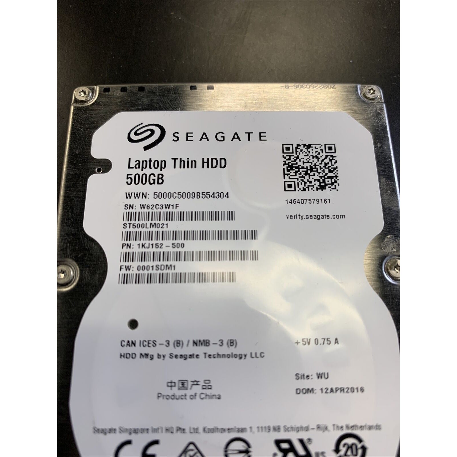 Seagate Laptop Thin HDD ST500LM021 500GB 2.5" SATA Laptop Hard Drive 1KJ152-500