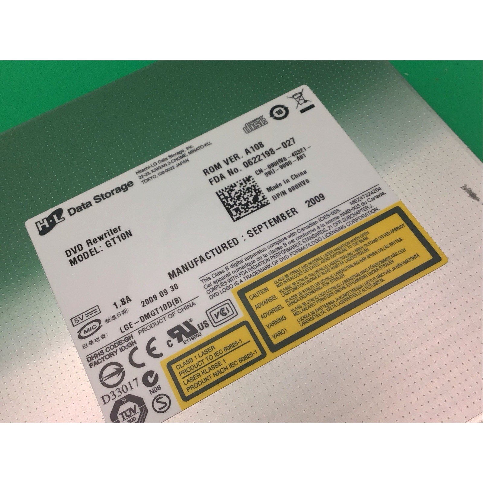 Dell Inspiron 1750 CD/DVD-RW Rewriter Drive GT10N 000HV6