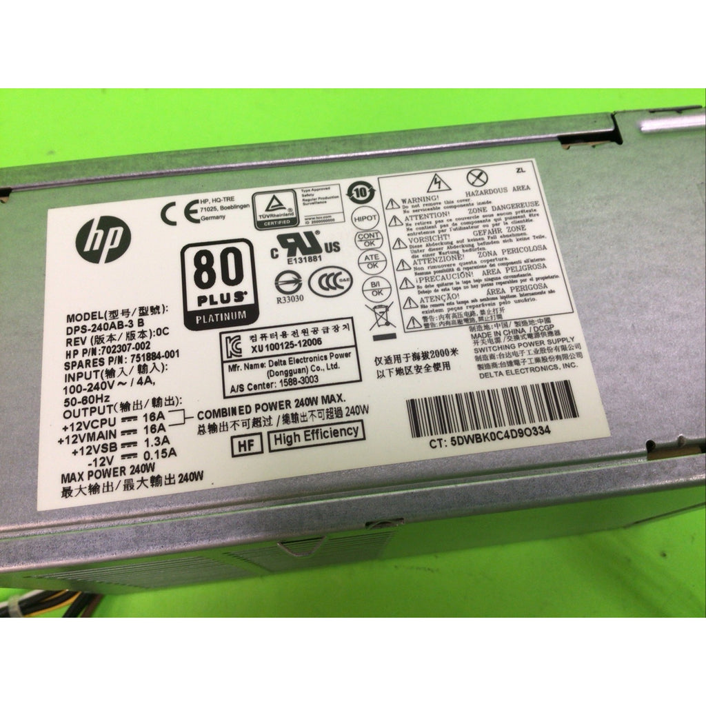 HP 400 600 800 G1 SFF 240W Power Supply 751884-001