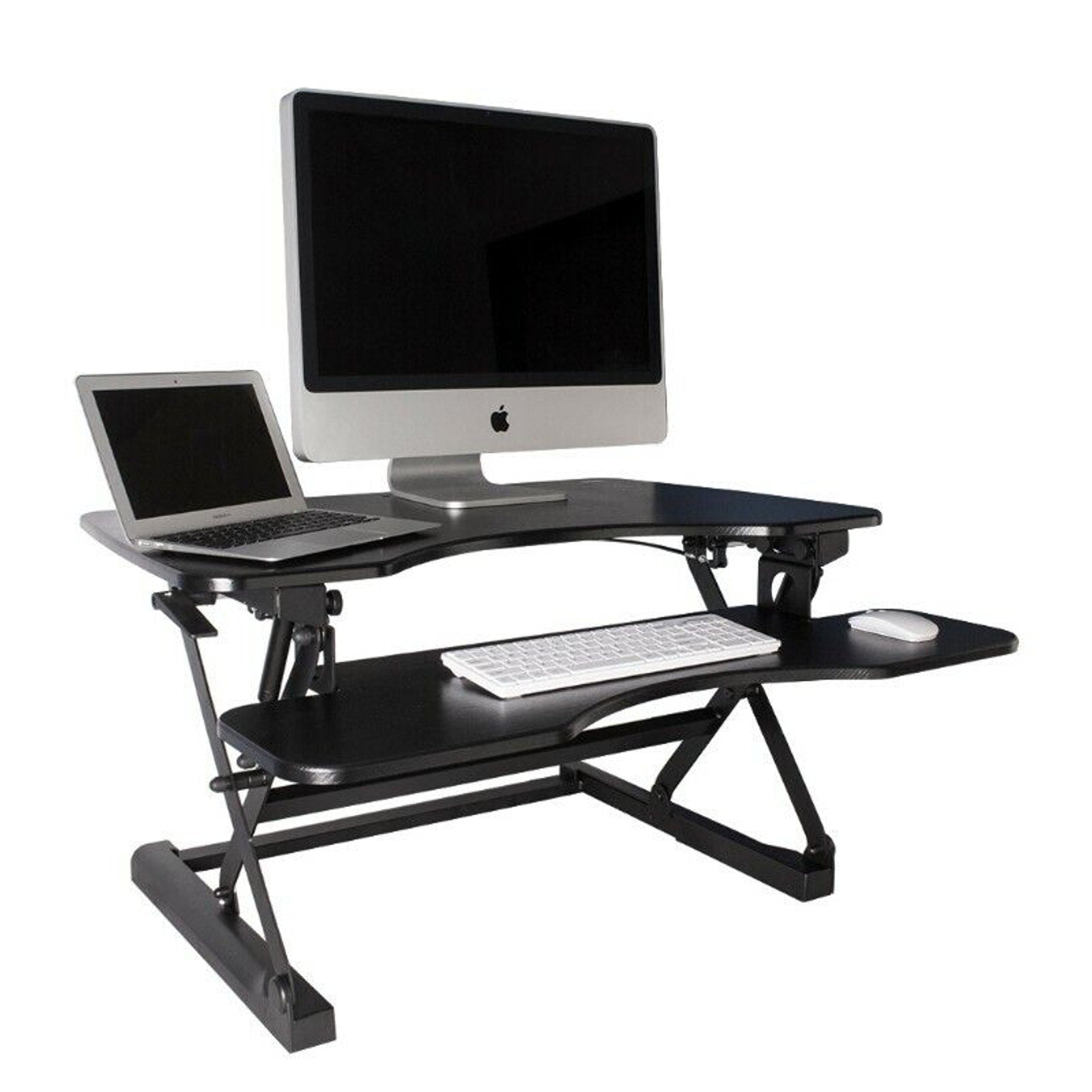 MonMount SSW100D Height-Adjustable Home Office Desk Sit to Stand Up Desk Riser