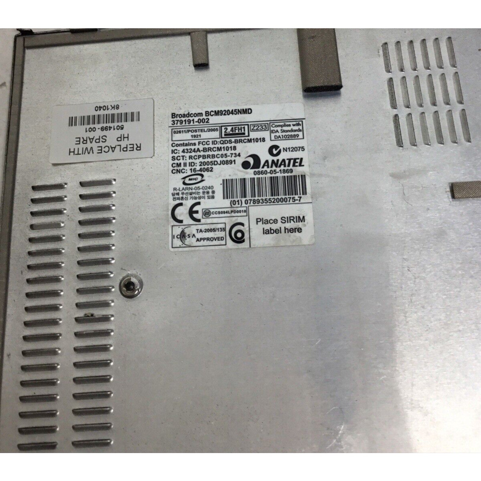 Cover bottom base for HP Elitebook 2730p - 501499-001