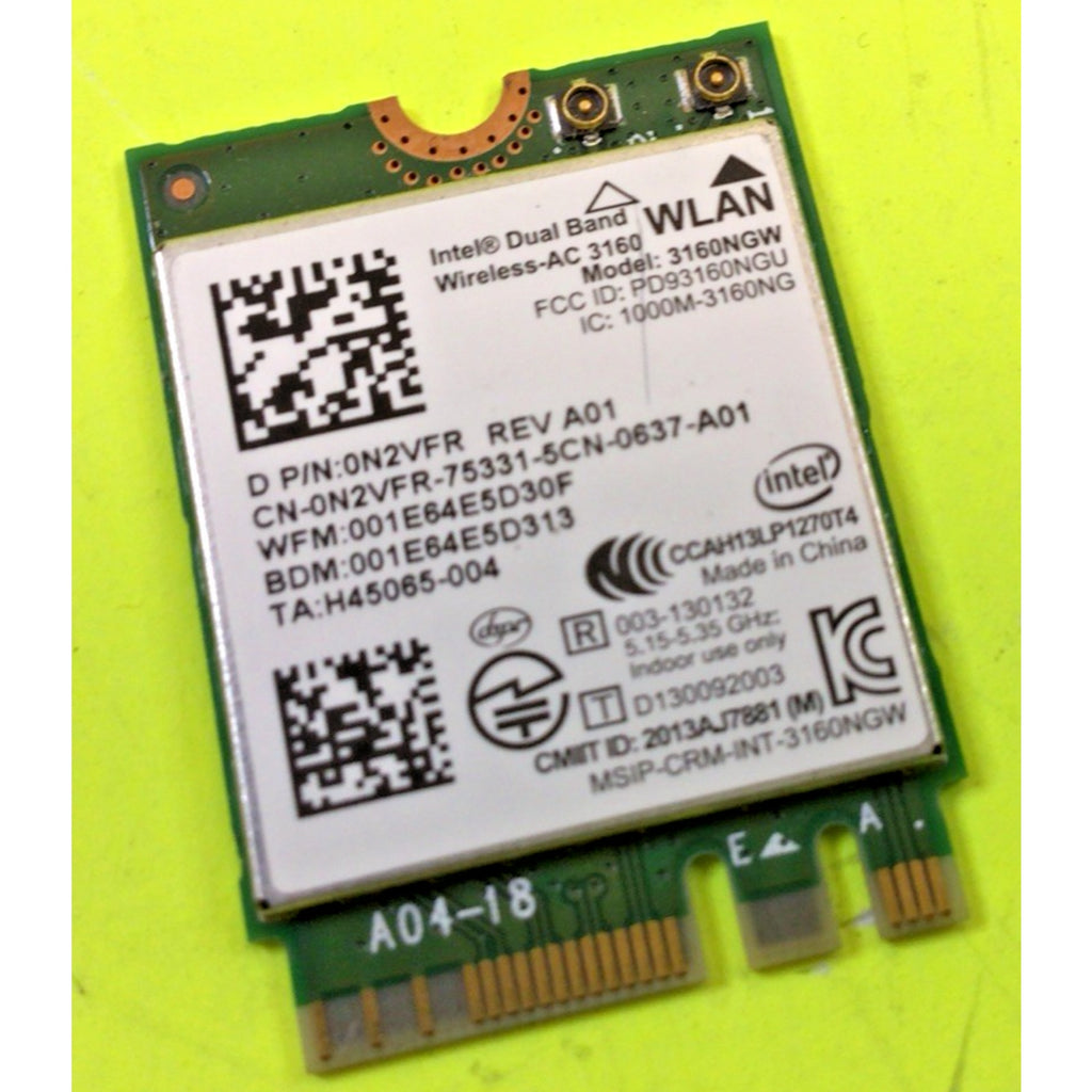 Genuine Intel Dual Band Wireless-AC 3160 3160NGW Bluetooth WLAN WiFi Card N2VFR
