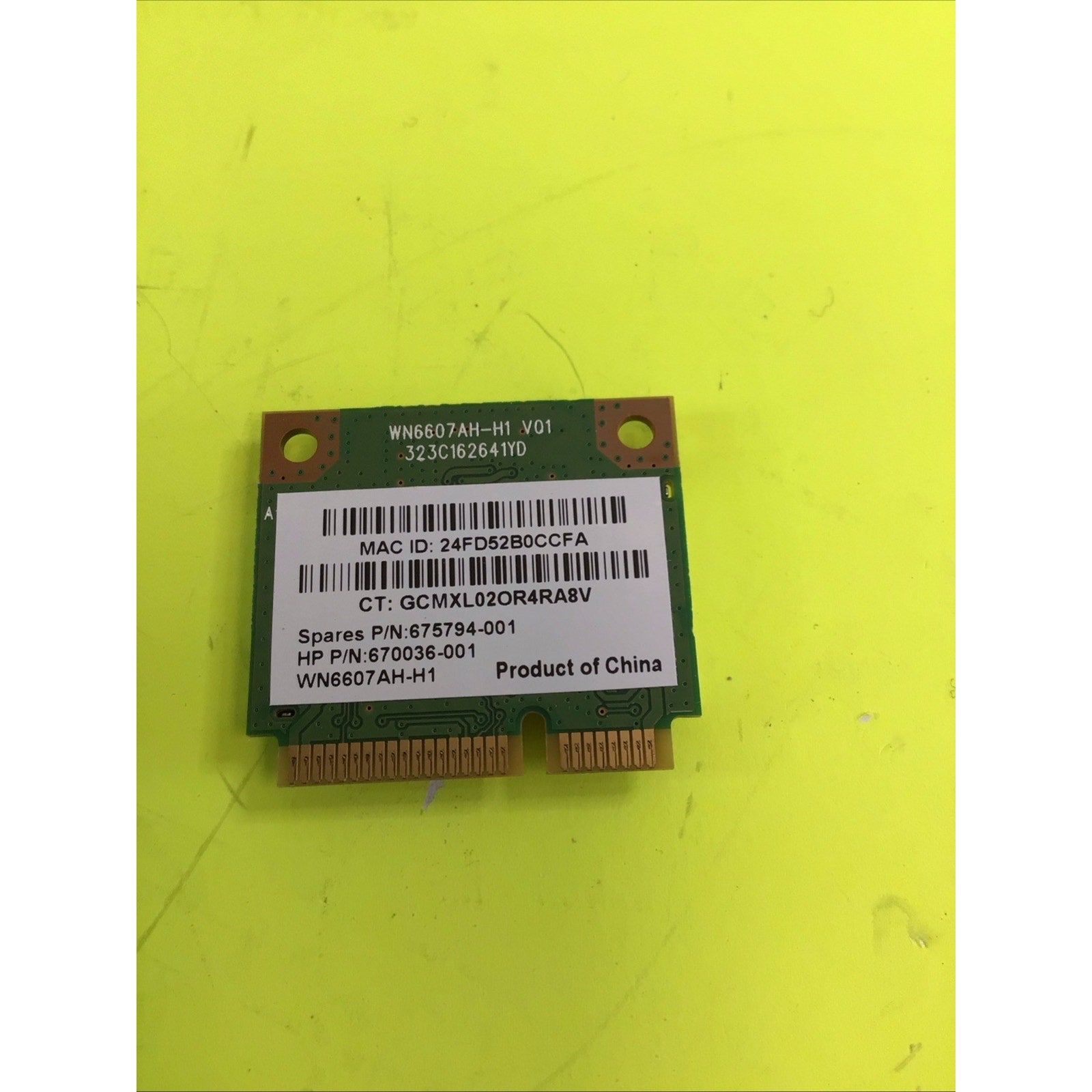 Atheros AR5B125 Mini Card Transceiver WLAN WiFi WN6607AH-HI Tested