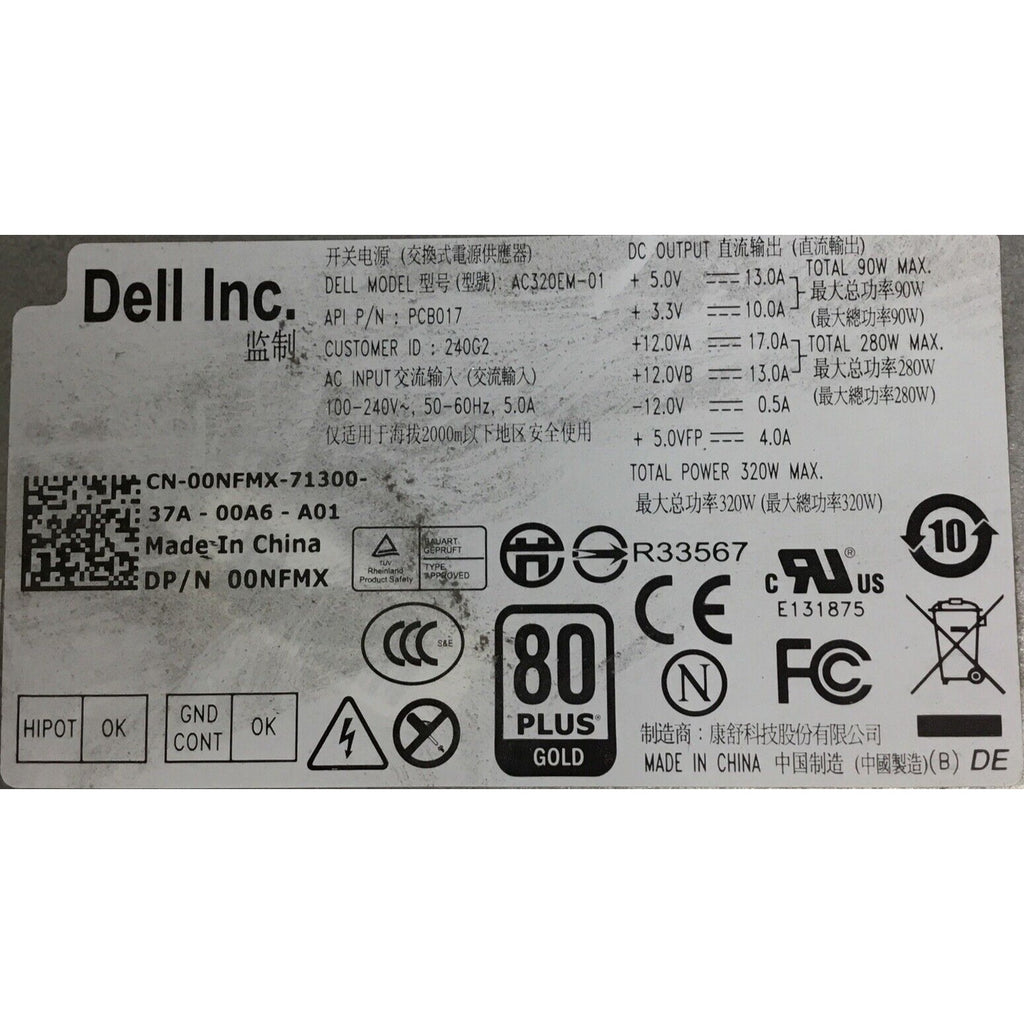 Dell AC320EM-01 / 320W Power Supply 00NFMX 0NFMX