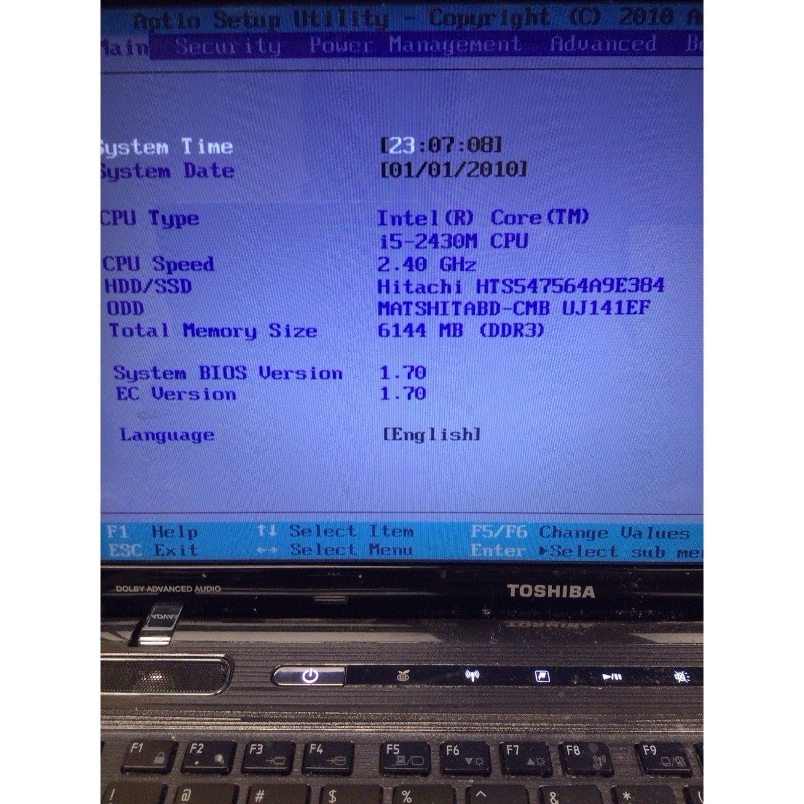 Toshiba Satellite P745-S4320 i5-2340M 6GB RAM NO HDD FOR PARTS or REPAIR