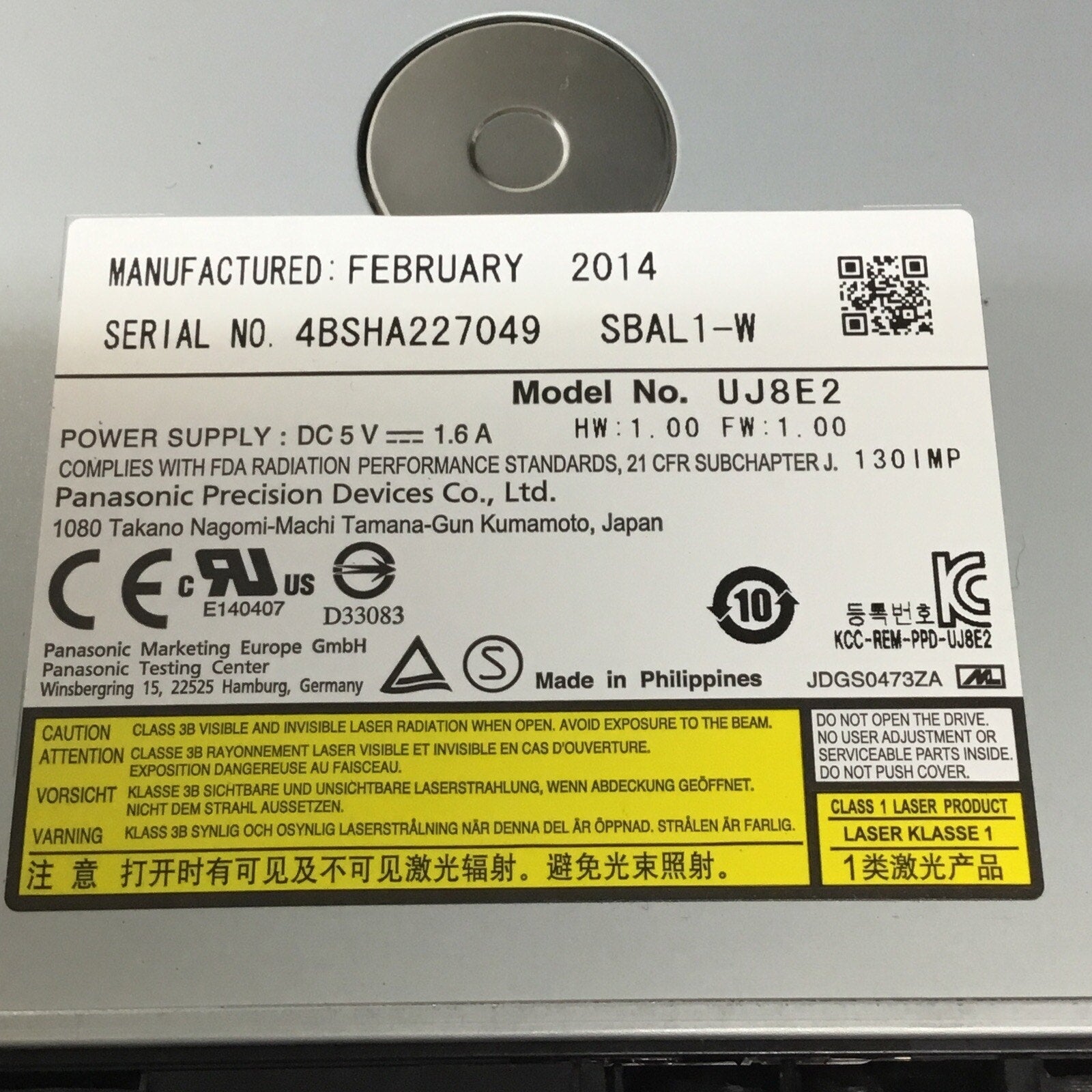 Asus X550JK 15.6" Laptop CD DVD RW Burner Rewriter Drive UJ8E2