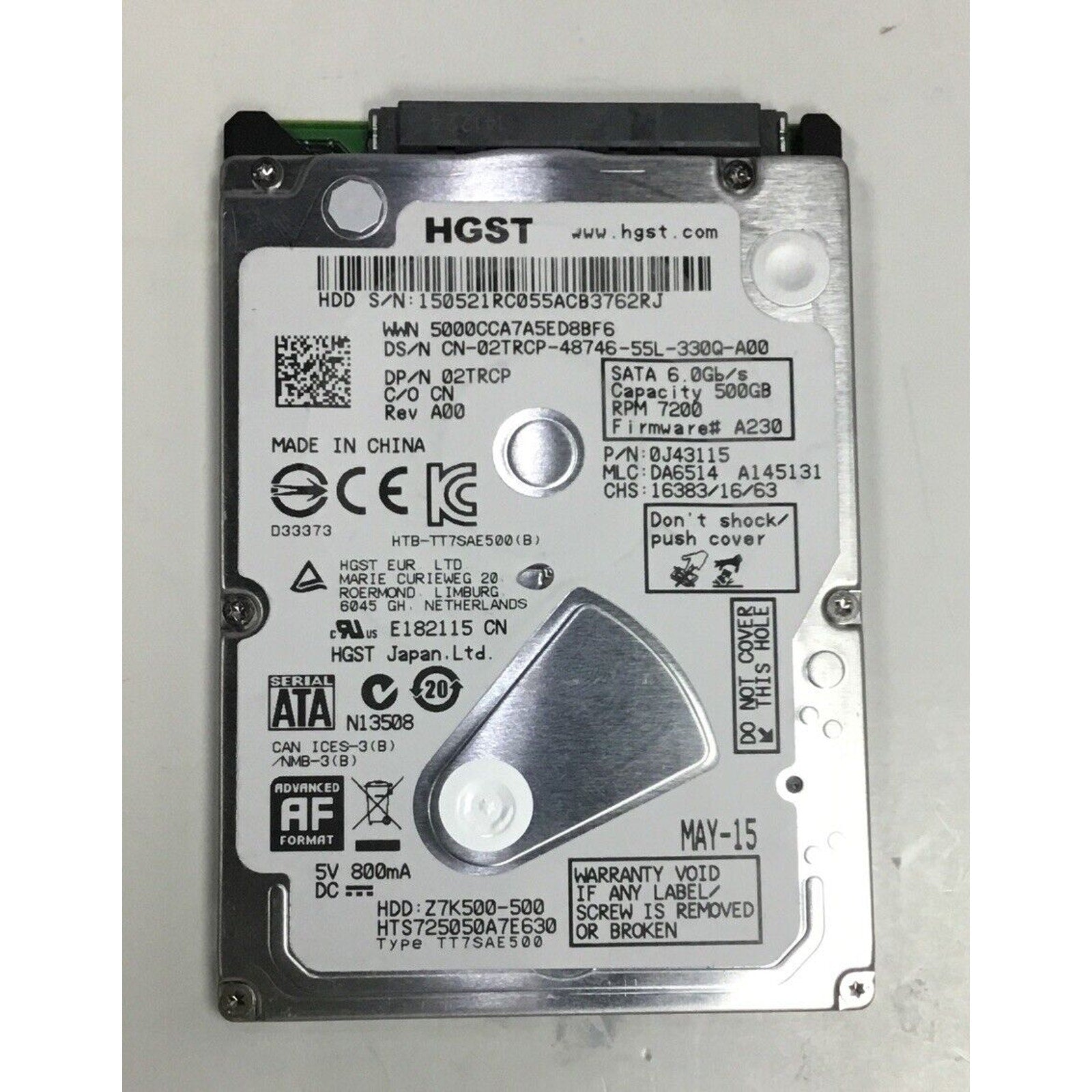HGST 500gb 7200 RPM 150521RC055ACB3762RJ Hard Drive