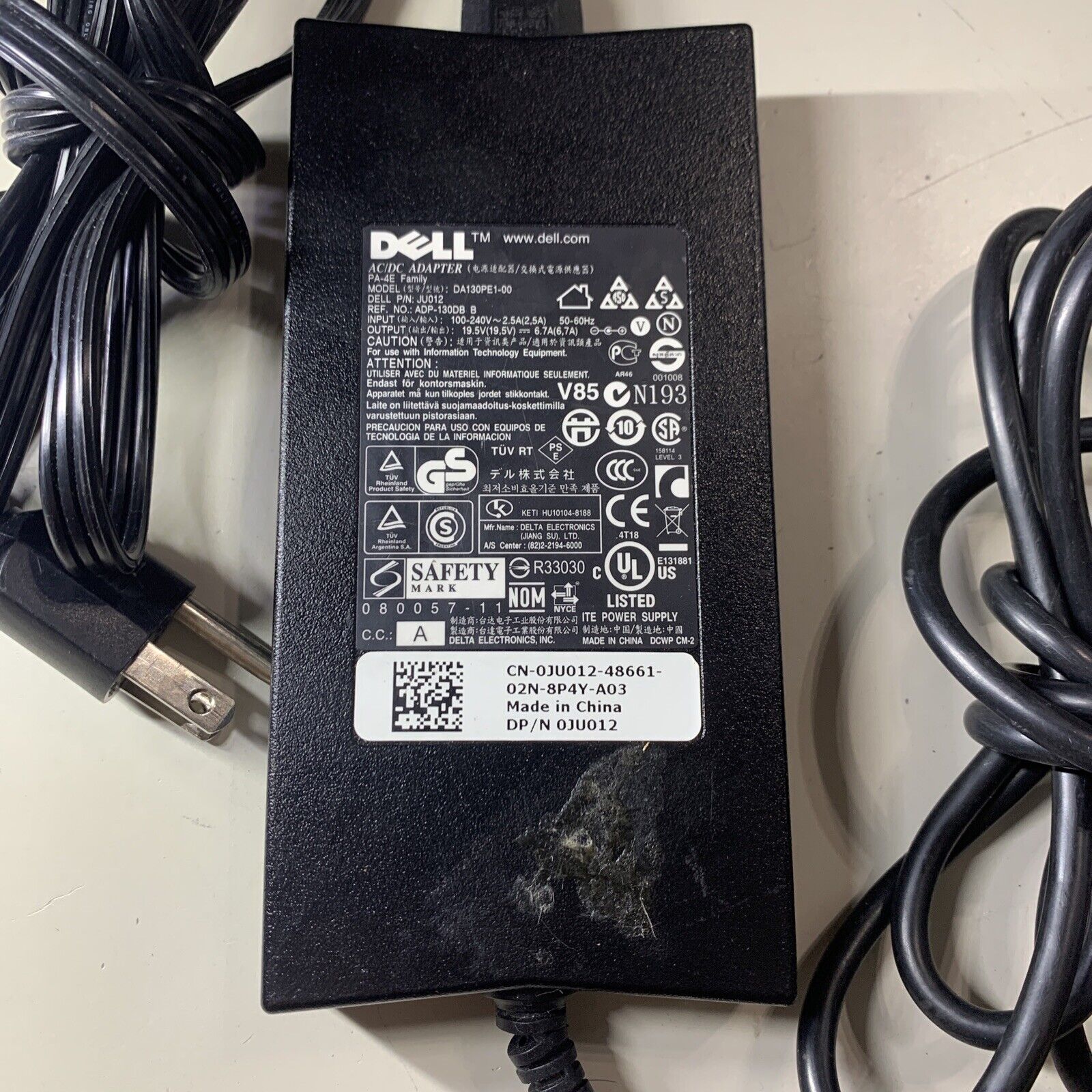 Dell 0JU012 OptiPlex 130W AC Adapter DA130PE1-00 ADP-130DB B (PA-4E Family)