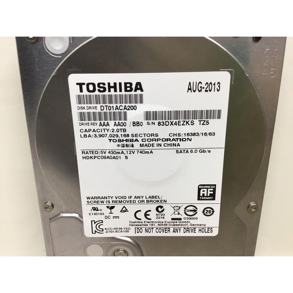 Toshiba 2TB HDD 7200RPM 64MB Cache SATA III 6.0Gb/s 3.5" Hard Drive DT01ACA200