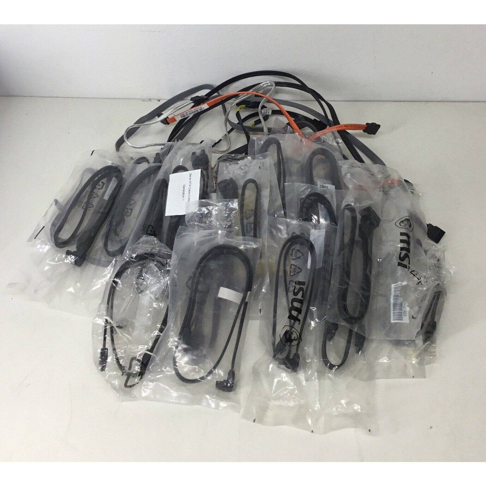Lot Of 35 - SATA SSD/HDD Data Cable Straight to Straight/Rt Angle Mix Length