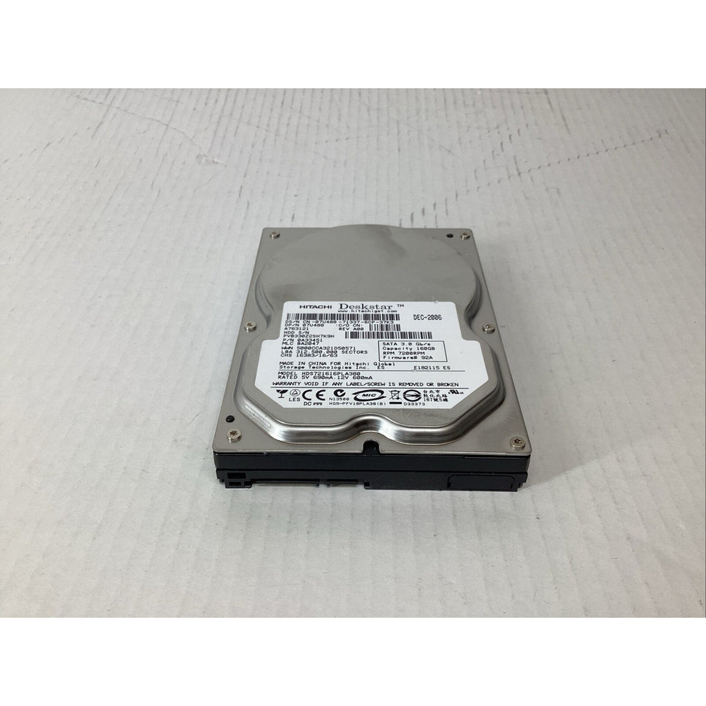 HDS721616PLA380 Hitachi Deskstar 160GB 3.5" SATA Hard Drive 0A33451 07U488