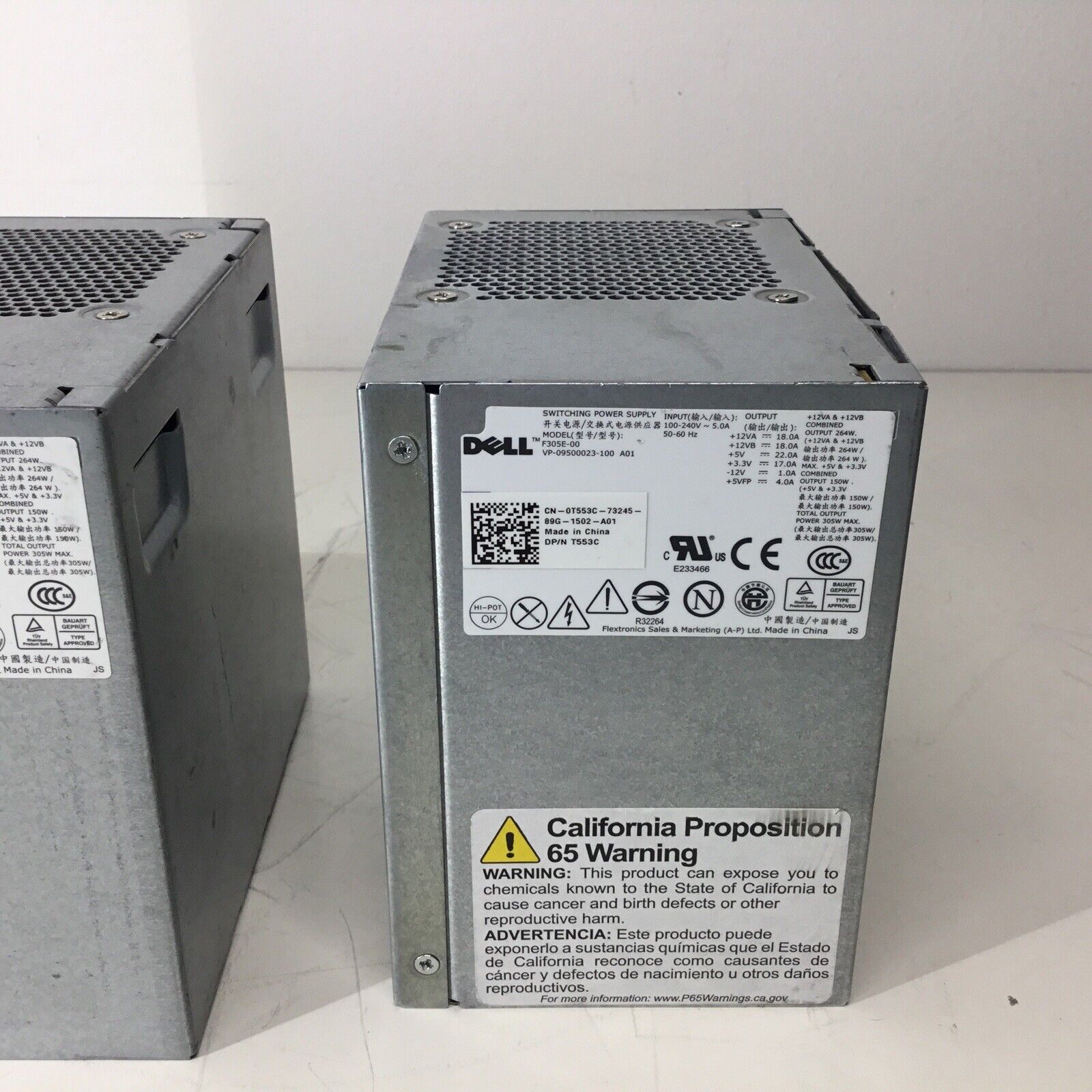 Lot of 3 - Dell OptiPlex 305W Power Supply F305E-00 0T553C - For Parts