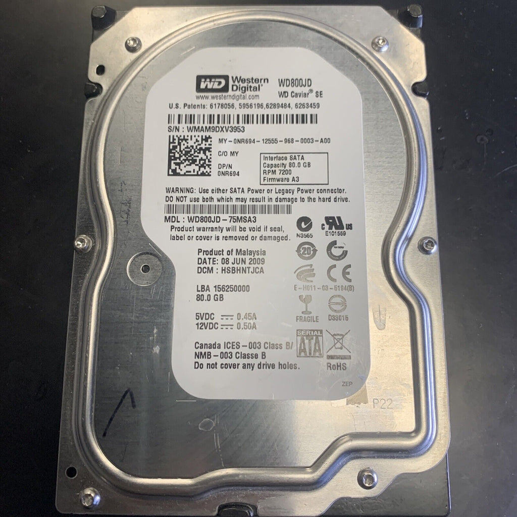 Western Digital WD800JD-75MSA3 HSBHNTJCA 3.5" HDD 80GB 3.5” SATA HDD