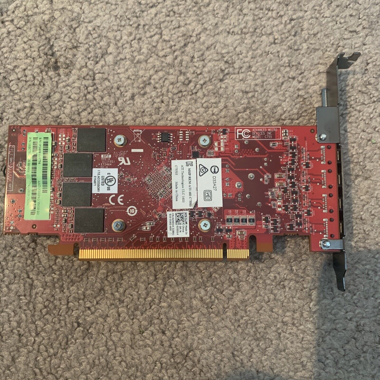 AMD FIREPRO W4100 2GB GDDR5 QUAD PCIE X16 3.0 VIDEO CARD 25D14 / 025D14