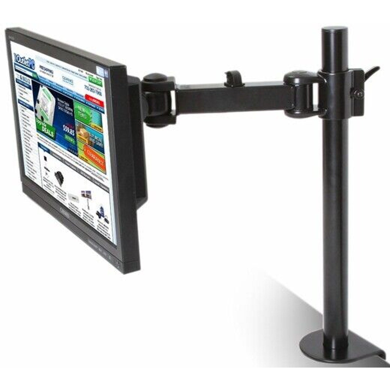 MonMount Single LCD Monitor Arm - 2 Points of Articulation - Up to 27 Inch LCD