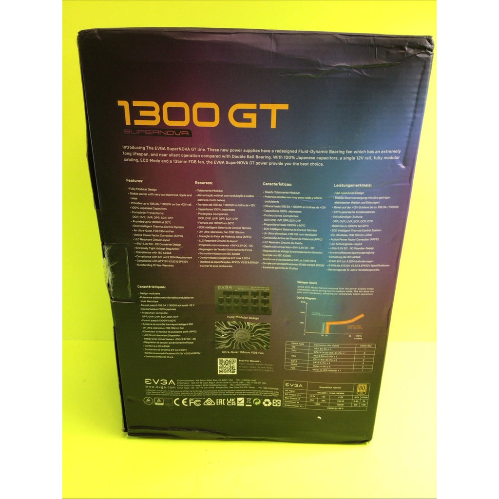 EVGA SuperNOVA 1300 GT 80 Plus Gold Power Supply BOX ONLY