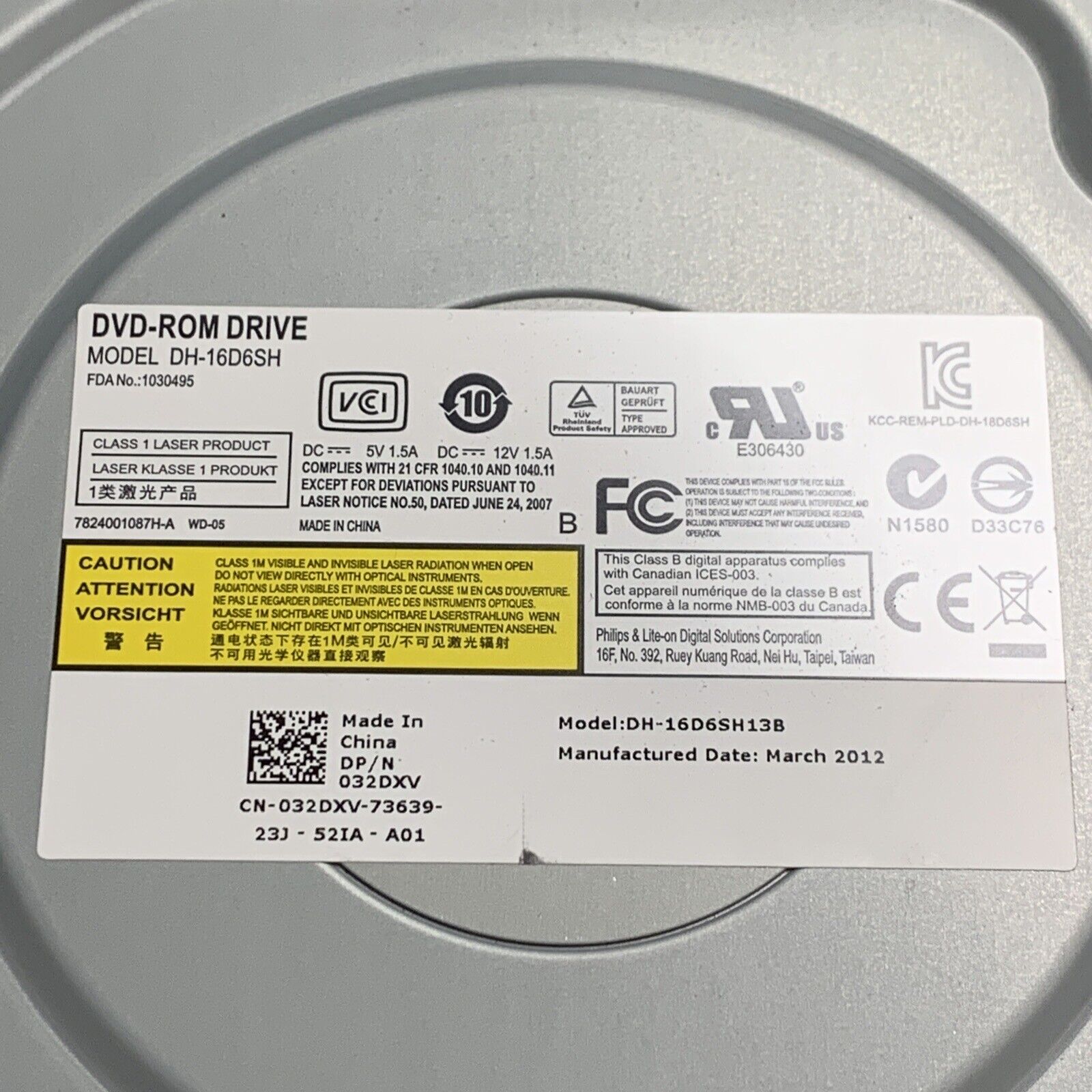 Lite-On DH-16D6SH Genuine Dell DVD-ROM Drive 32DXV 032DXV