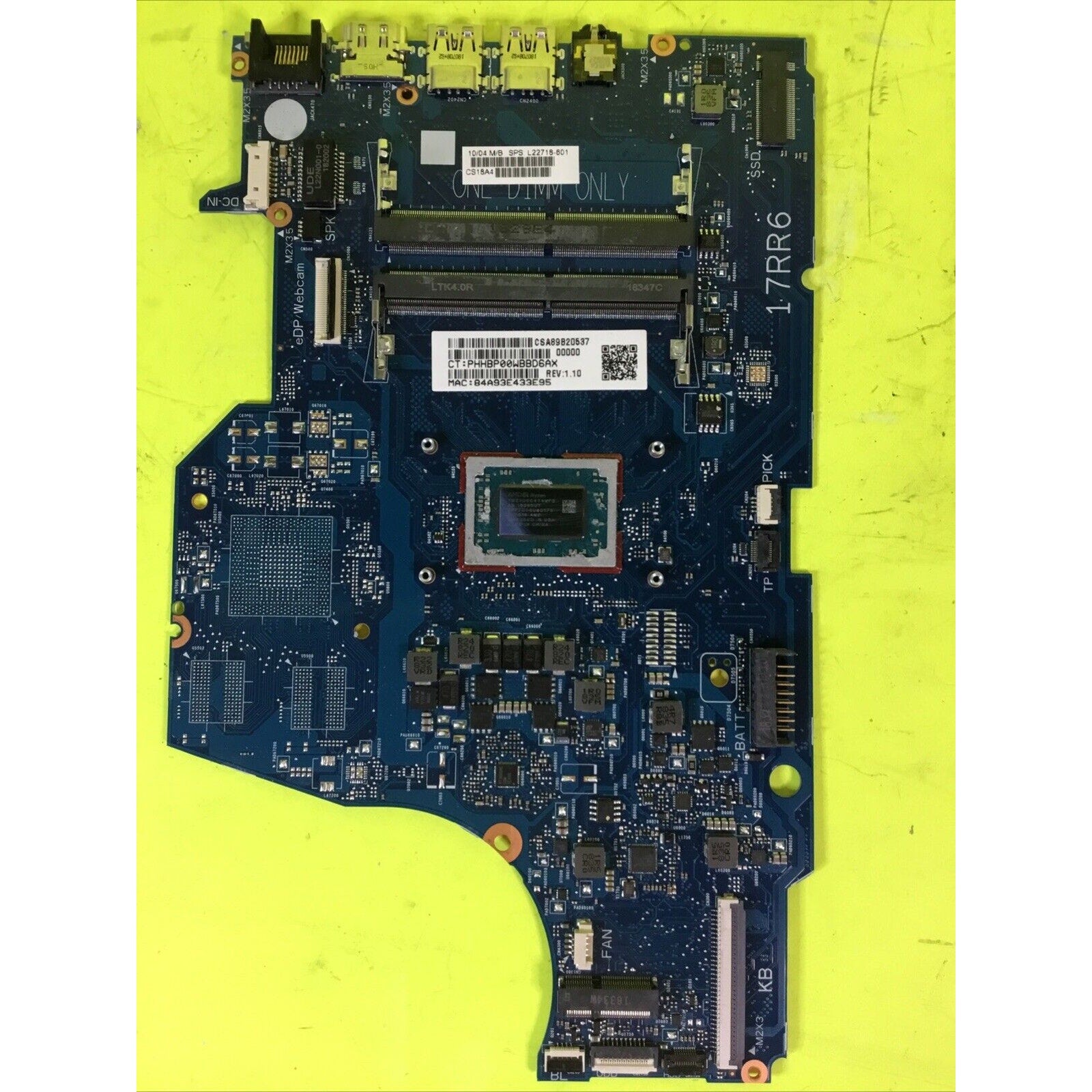 Genuine HP 17-CA Ryzen3 2300U 2GHz Motherboard L22718-601 L22718-001 L22718-501