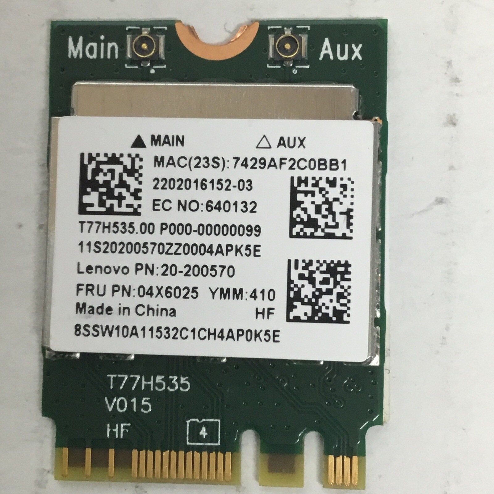 Realtek RTL8723BE Wireless WIFI Card Lenovo 20-200570 FRU 04X6025