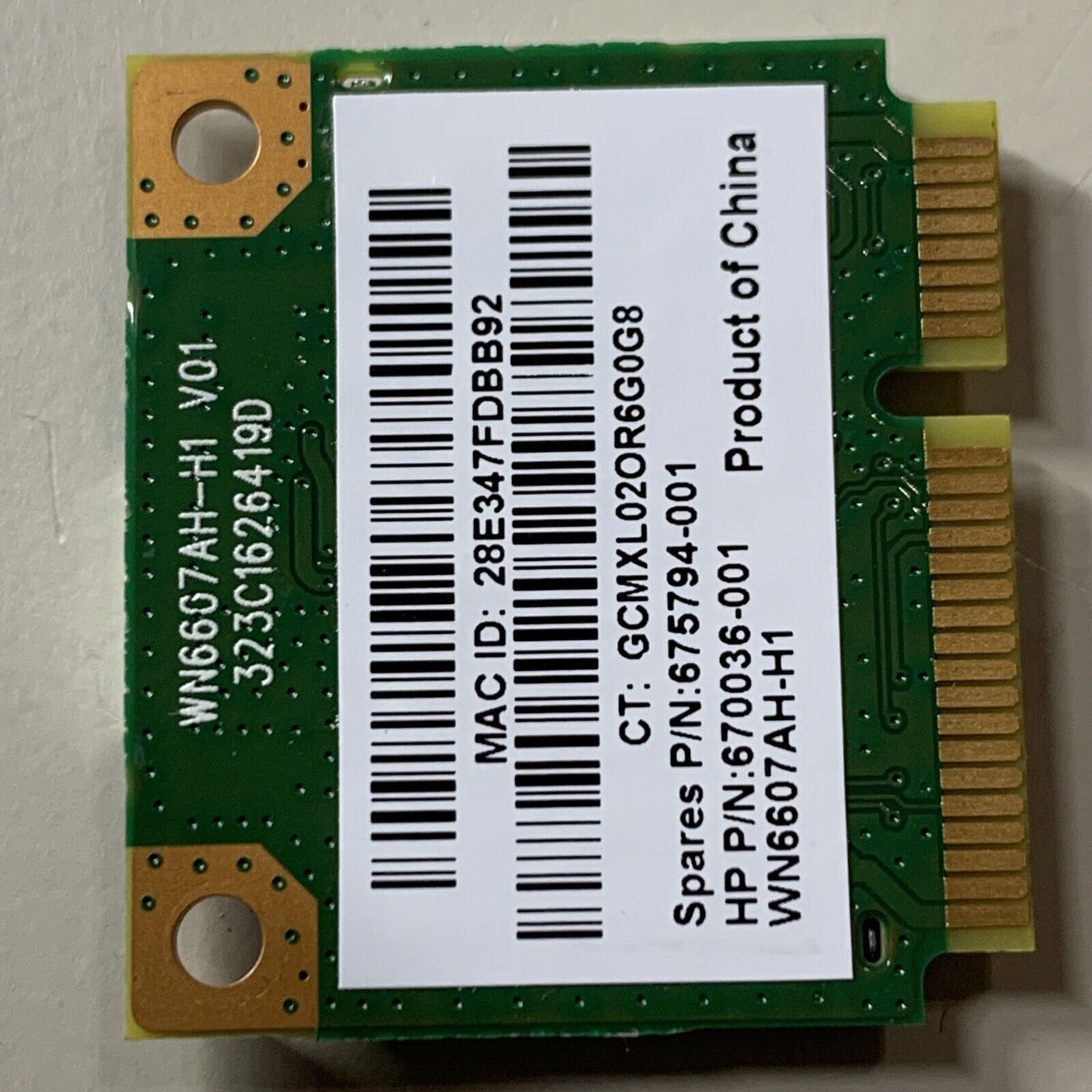 670036-001 HP 2000 AR5B125 Wifi Wireless Card 675794-001 WN6607AH-H1 Genuine