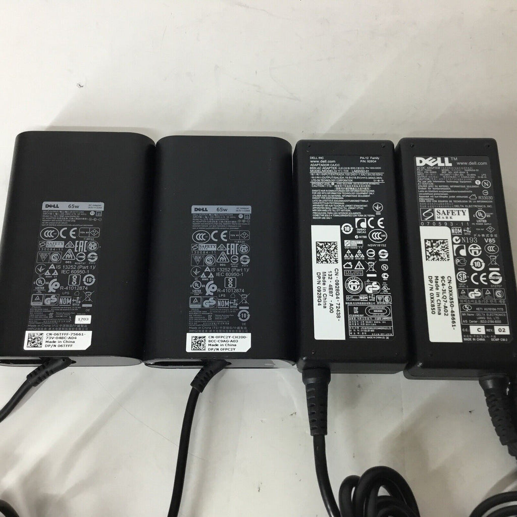 Mixed Lot of 4 Dell 65W 19.5V3.34A Adapter Charger LA65NS201 HA65NM130 DA65NS400